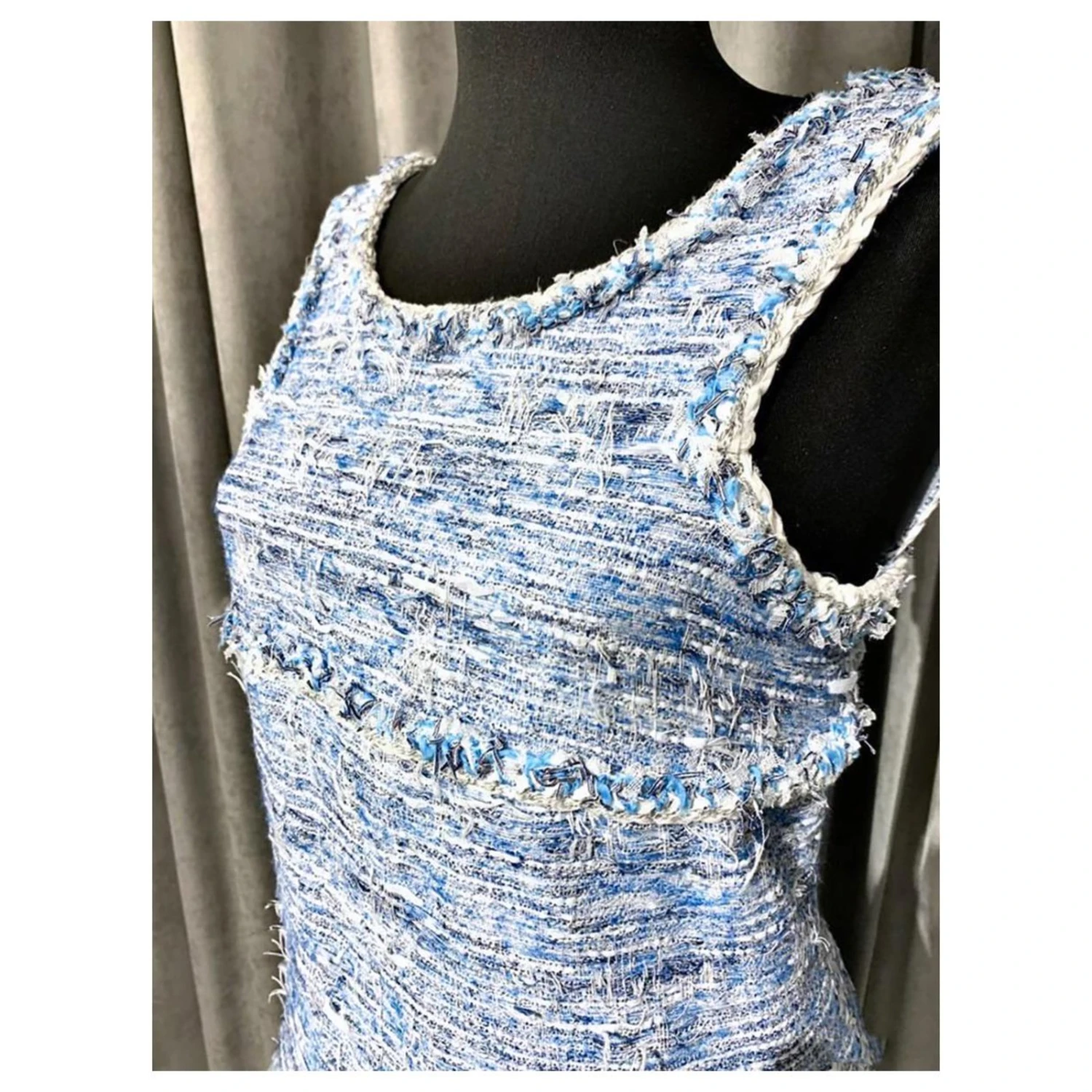 Chanel 12Veste + Robe En Tweed K $ Bleu – Image 8