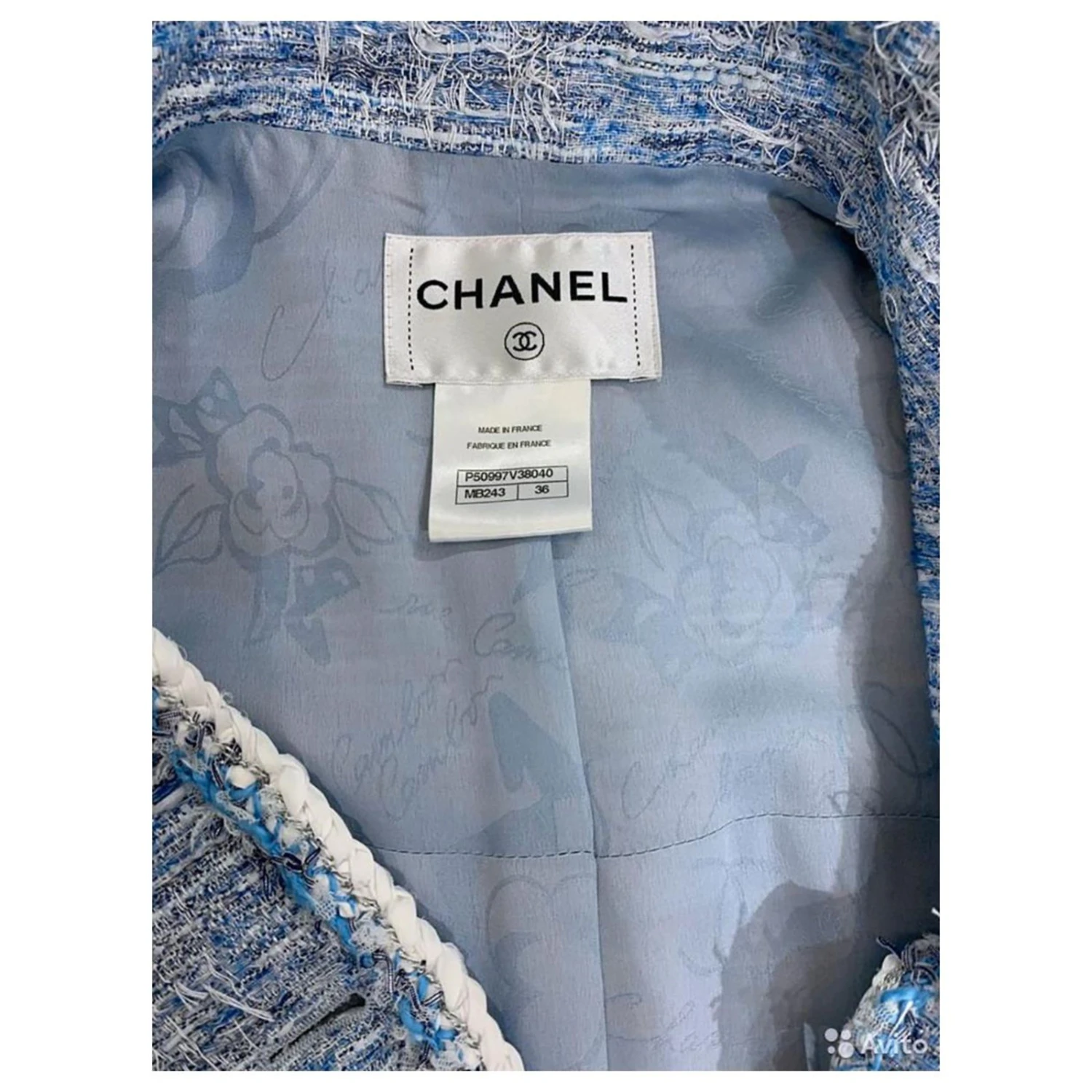 Chanel 12Veste + Robe En Tweed K $ Bleu – Image 9