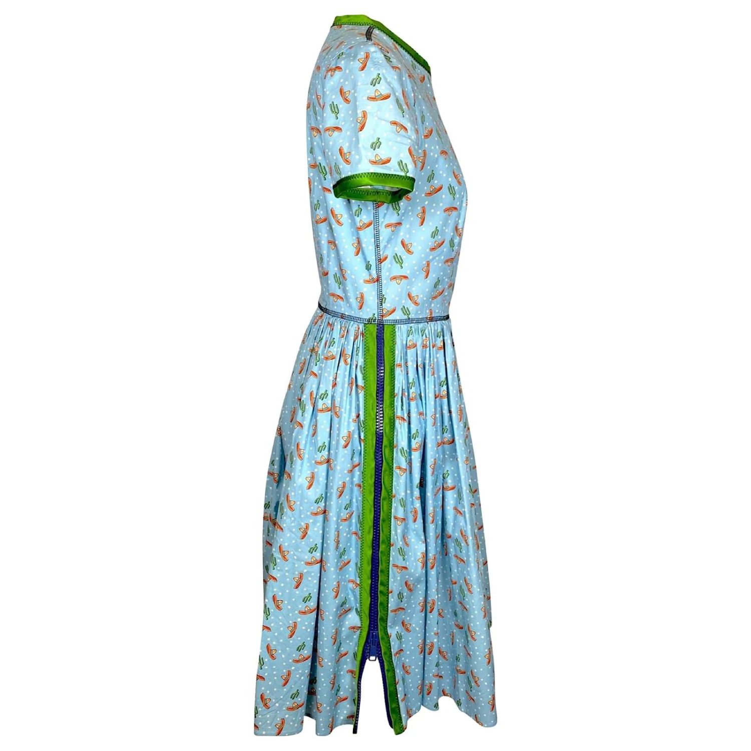 Robe Prada à Imprimé Cactus & Sombrero Sur Coton Bleu – Image 2