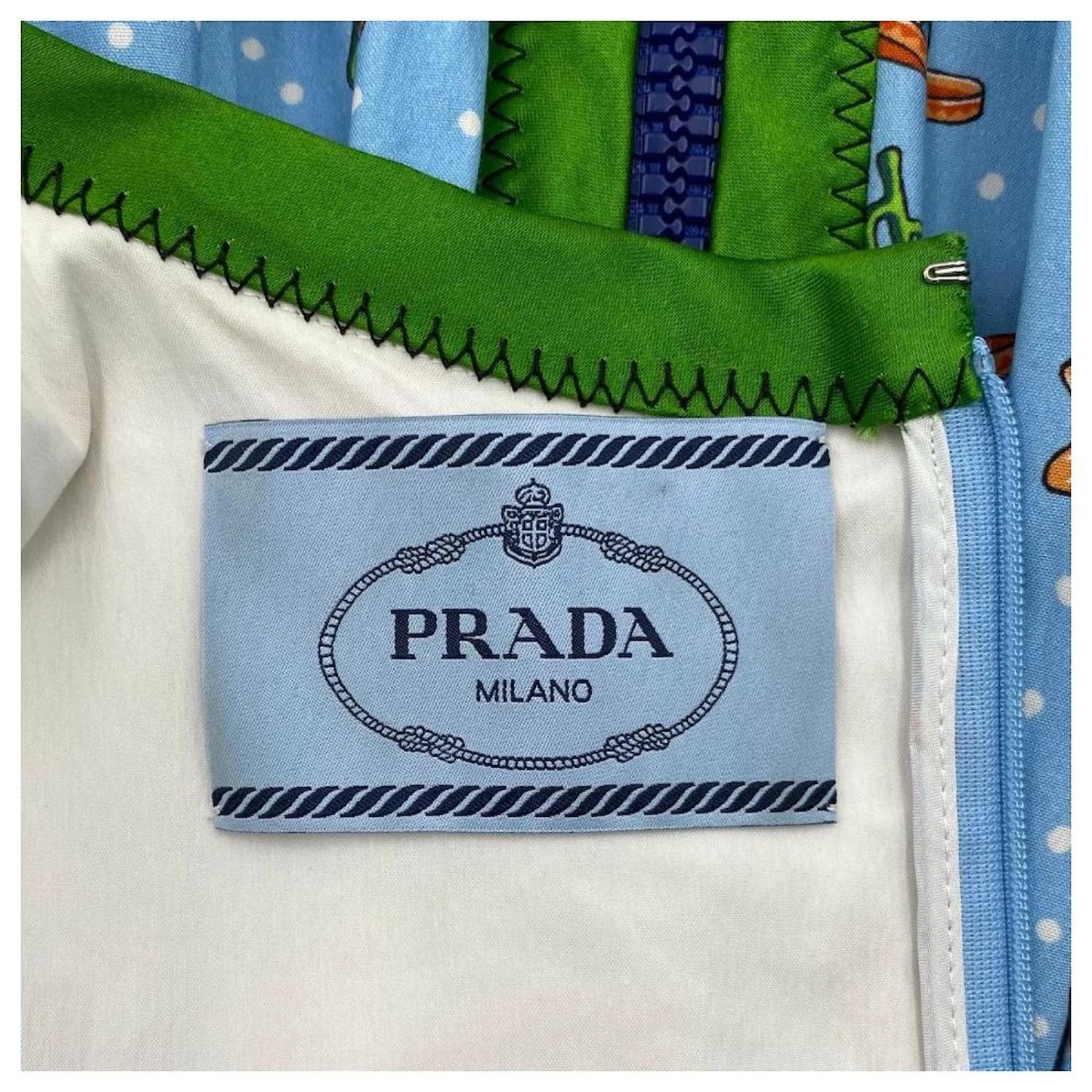 Robe Prada à Imprimé Cactus & Sombrero Sur Coton Bleu – Image 6