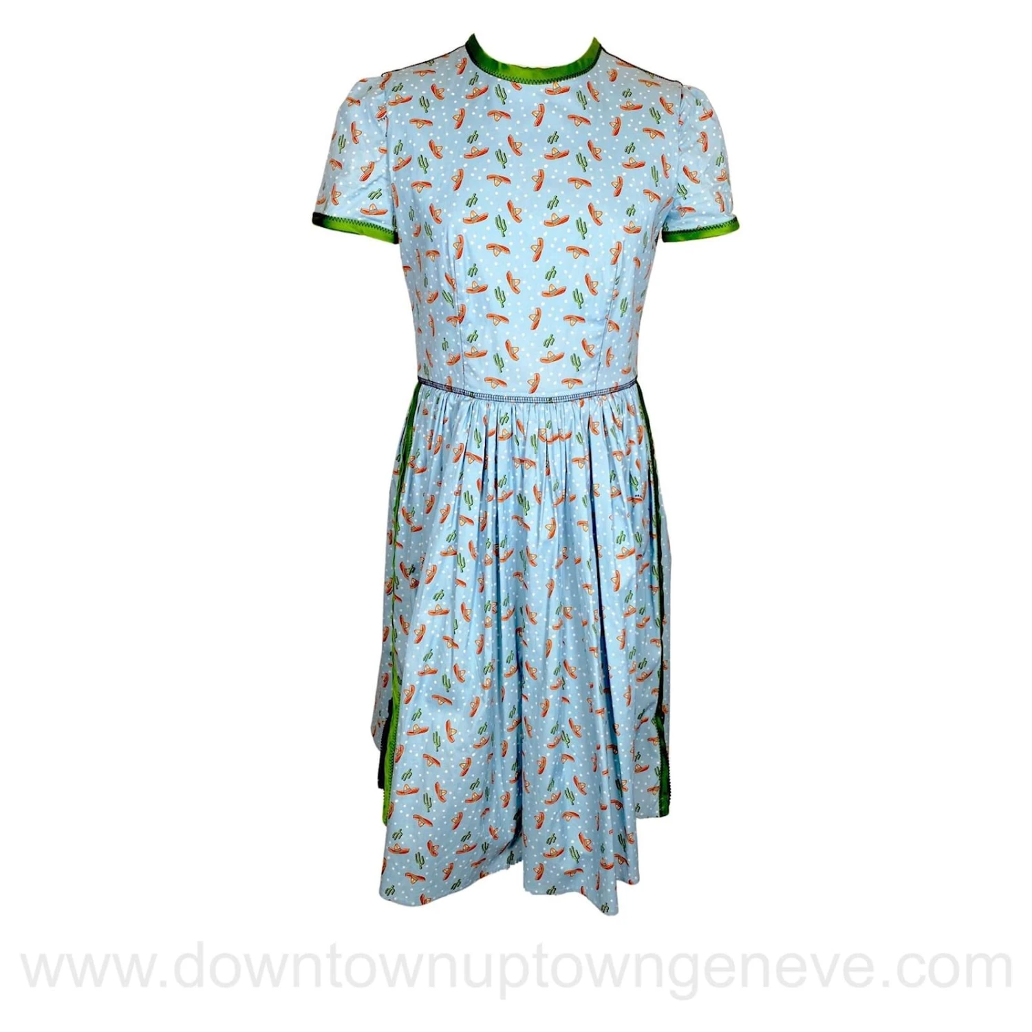 Robe Prada à Imprimé Cactus & Sombrero Sur Coton Bleu – Image 7