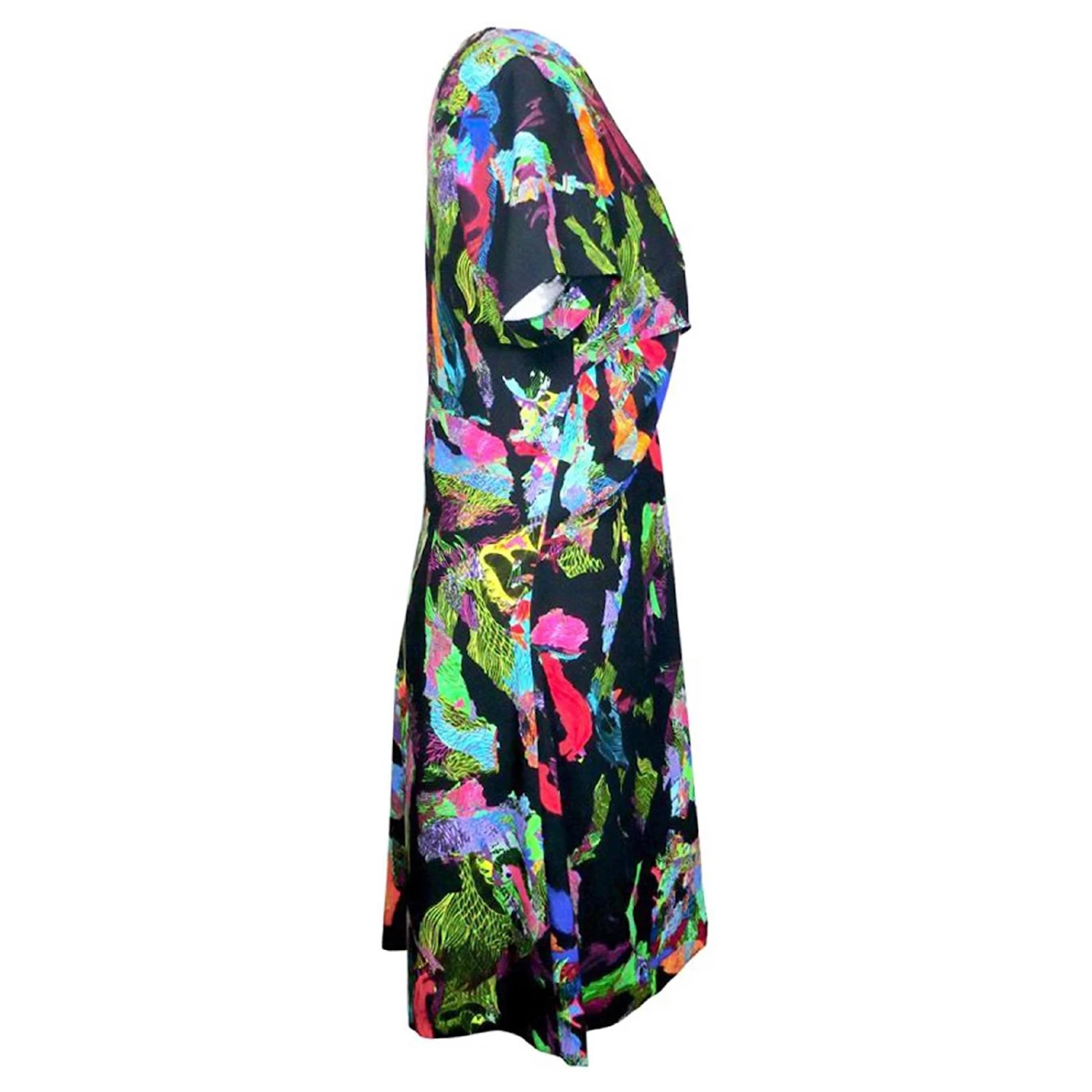 Robe De Cocktail Versus Versace à Imprimé Fluro Abstrait Avec épingle à Nourrice Multicolore – Image 3