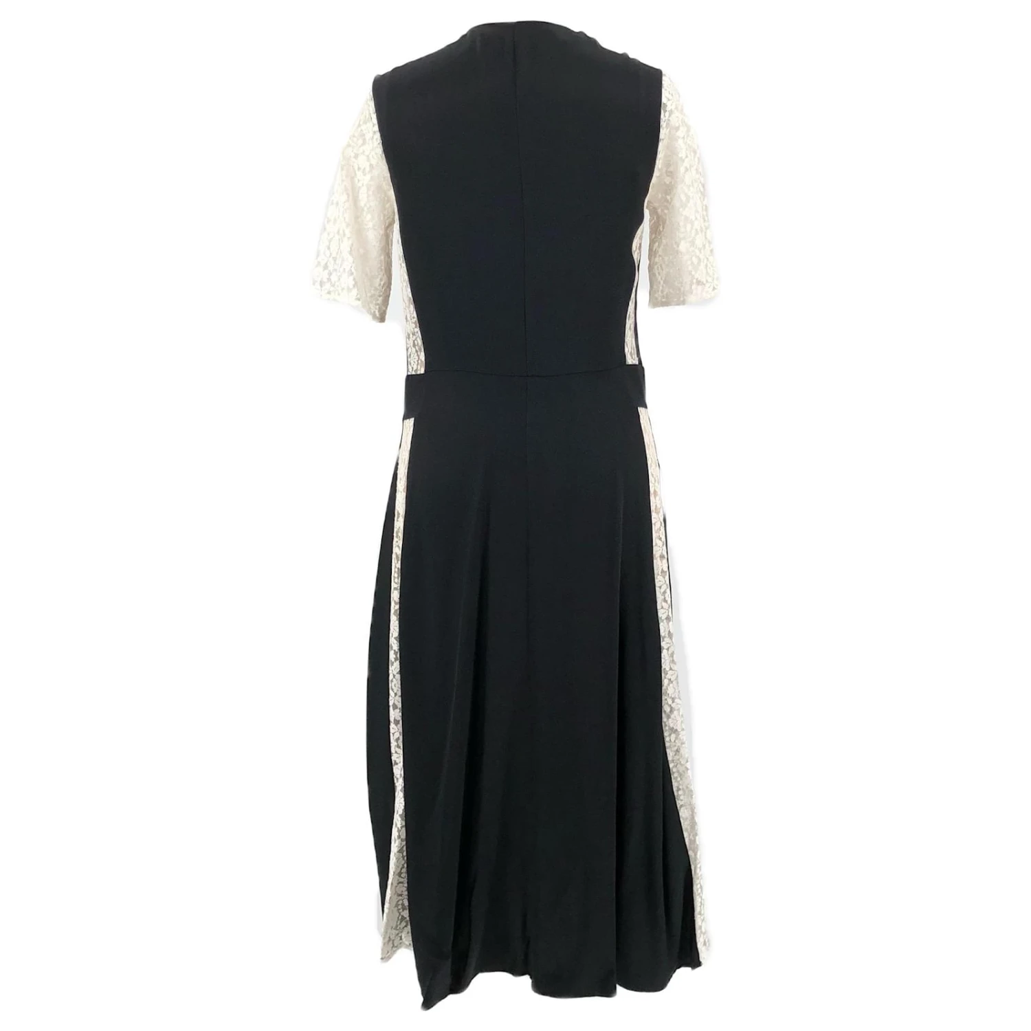 Stella Mc Cartney Robe Stella McCartney En Dentelle Blanche Et Rayures Noires Avec Zip Asymétrique – Image 2