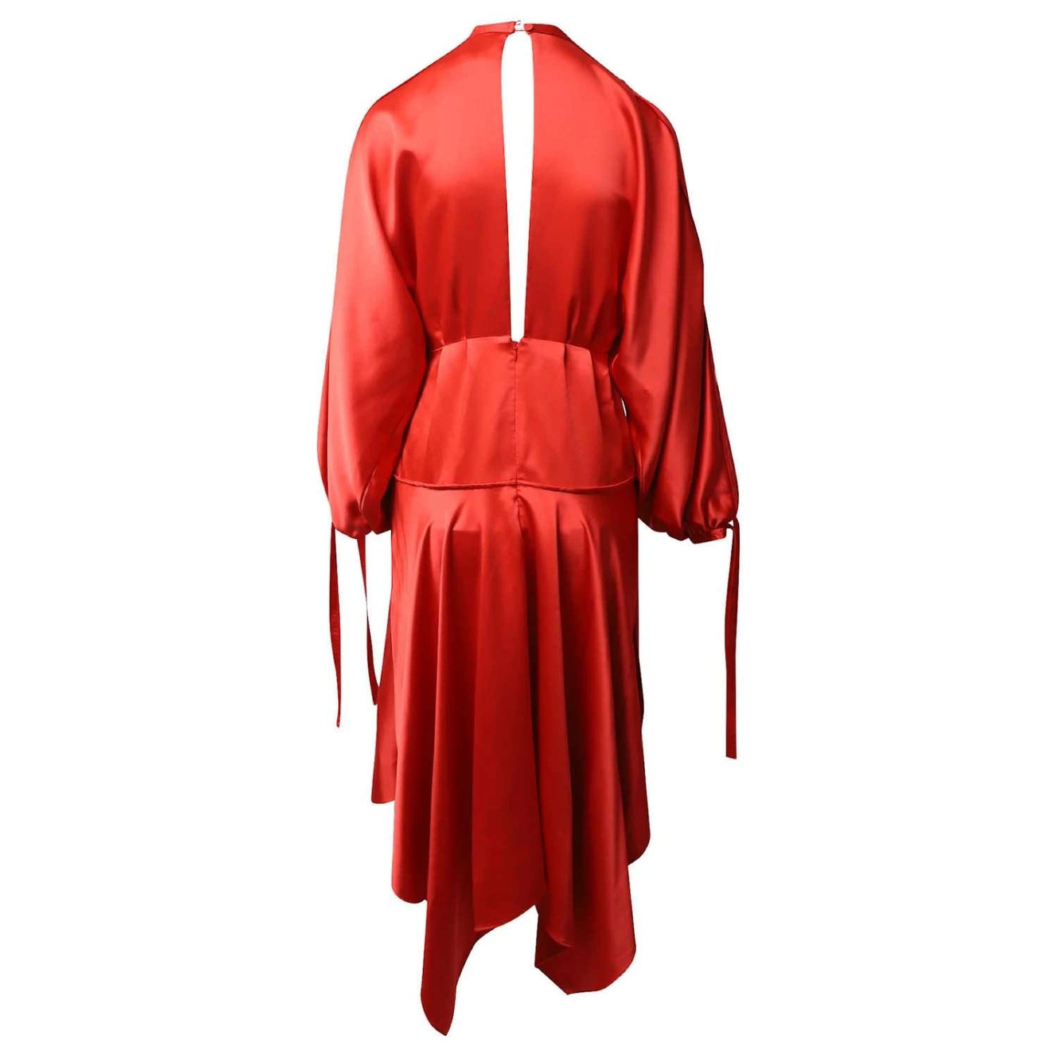 Self Portrait Self-Portrait Robe Asymétrique Péplum Trou De Serrure En Satin Rouge – Image 3