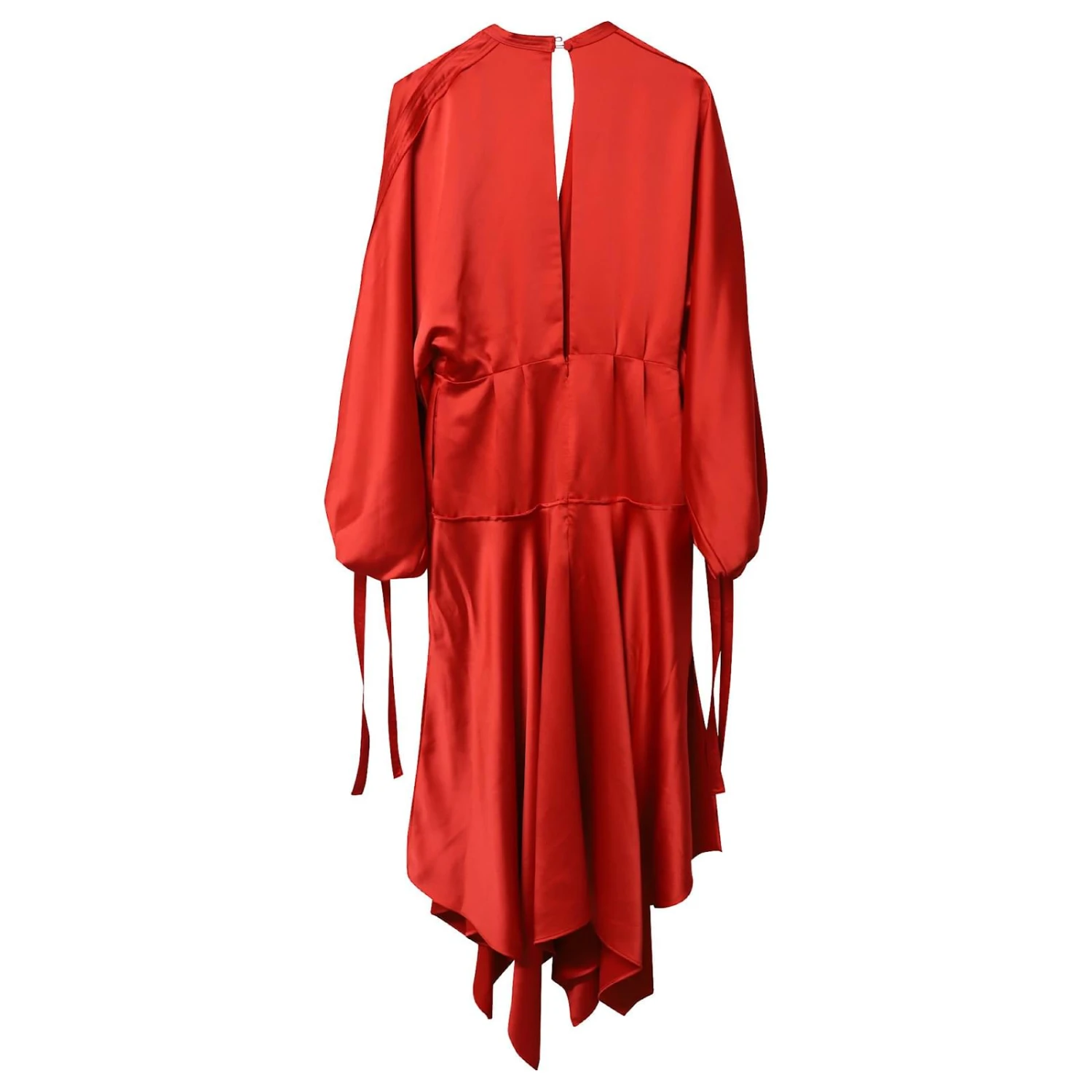 Self Portrait Self-Portrait Robe Asymétrique Péplum Trou De Serrure En Satin Rouge – Image 4