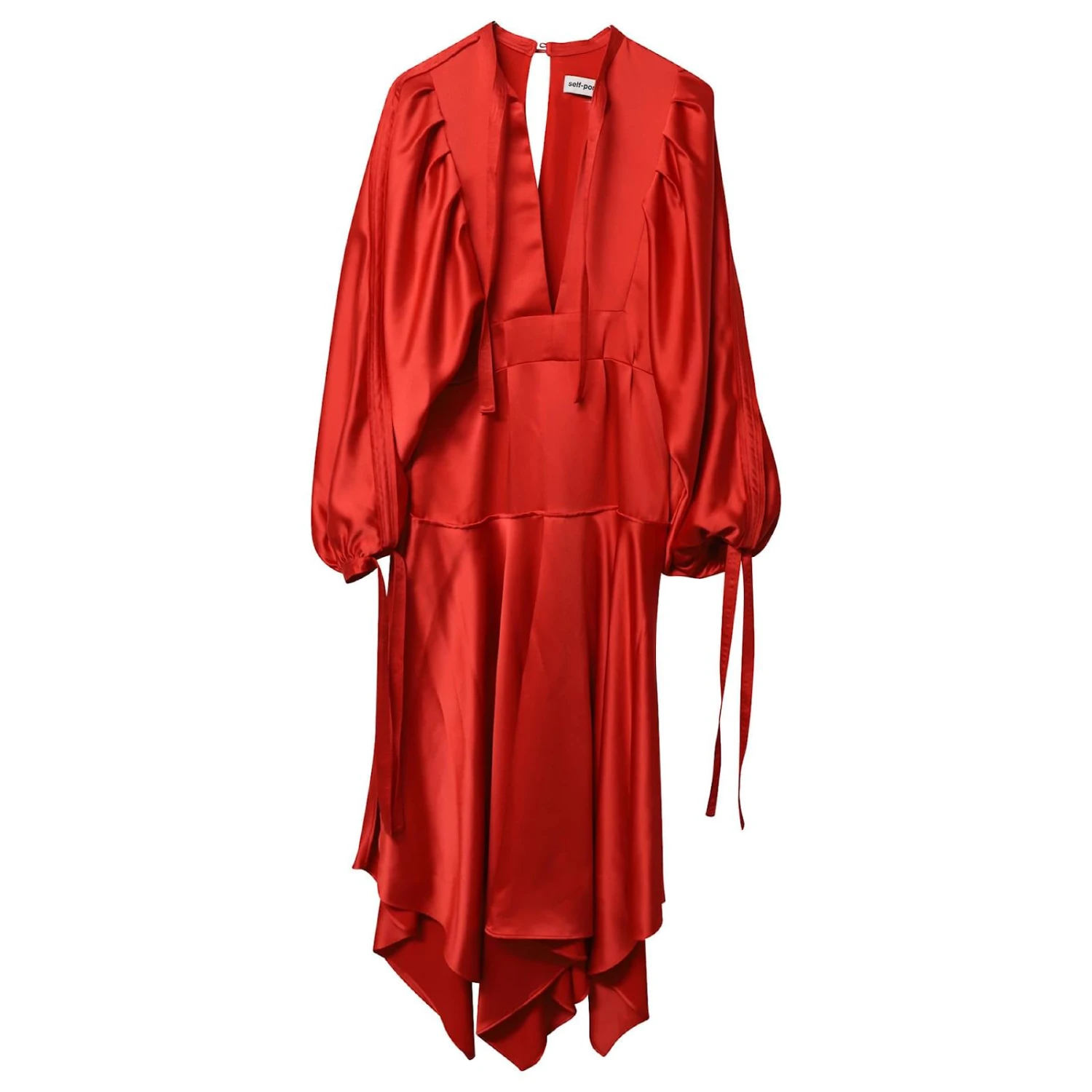 Self Portrait Self-Portrait Robe Asymétrique Péplum Trou De Serrure En Satin Rouge – Image 5