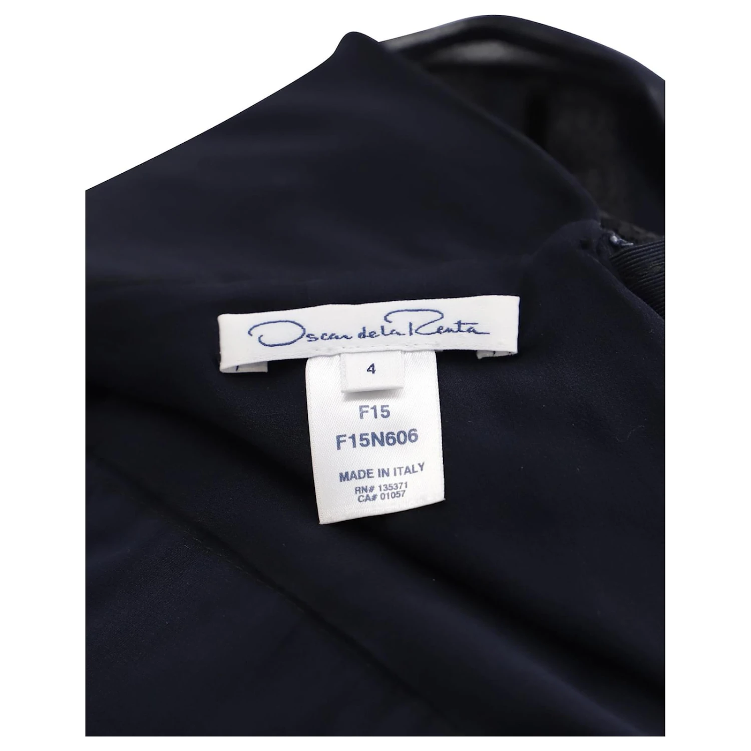 Oscar De La Renta Robe Bordée De Dentelle En Soie Bleue Bleu Marine – Image 4