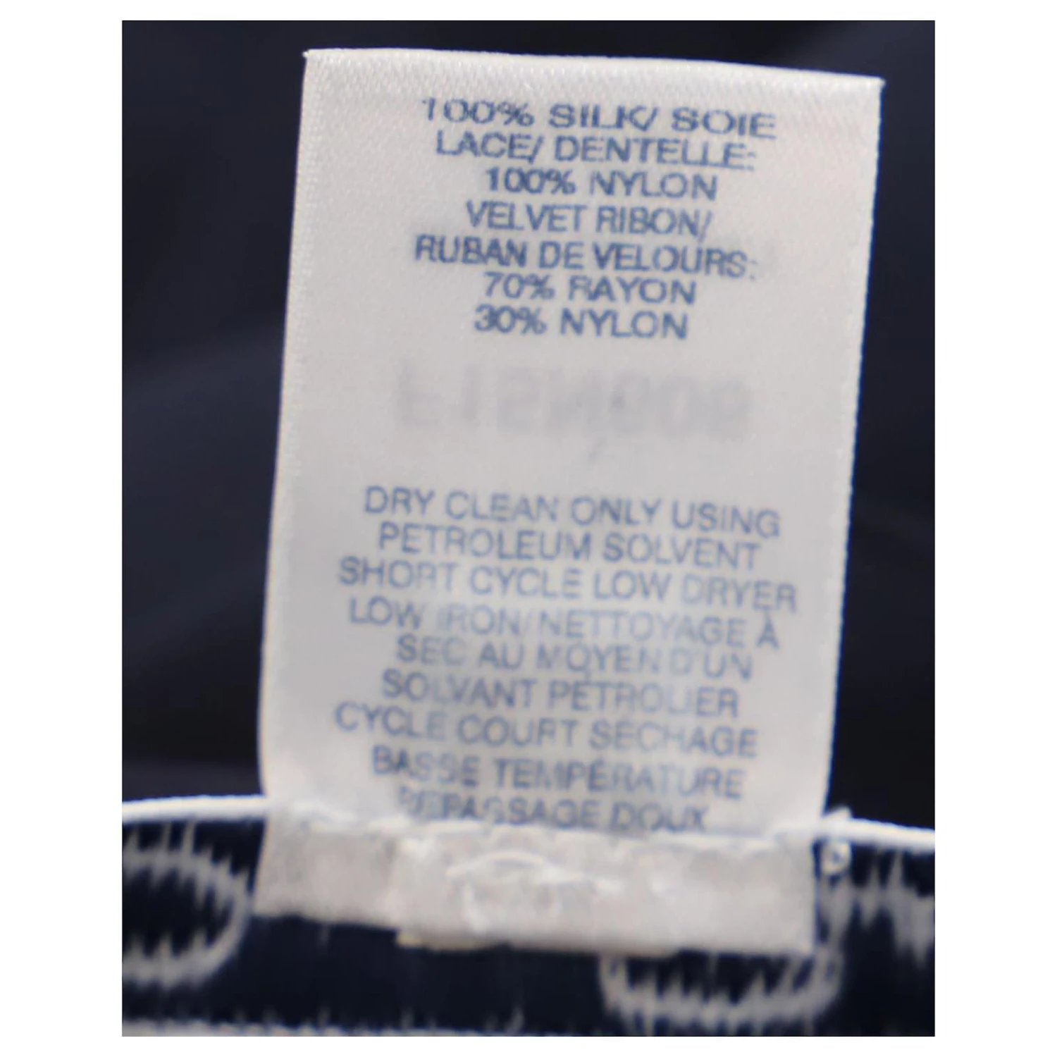 Oscar De La Renta Robe Bordée De Dentelle En Soie Bleue Bleu Marine – Image 5