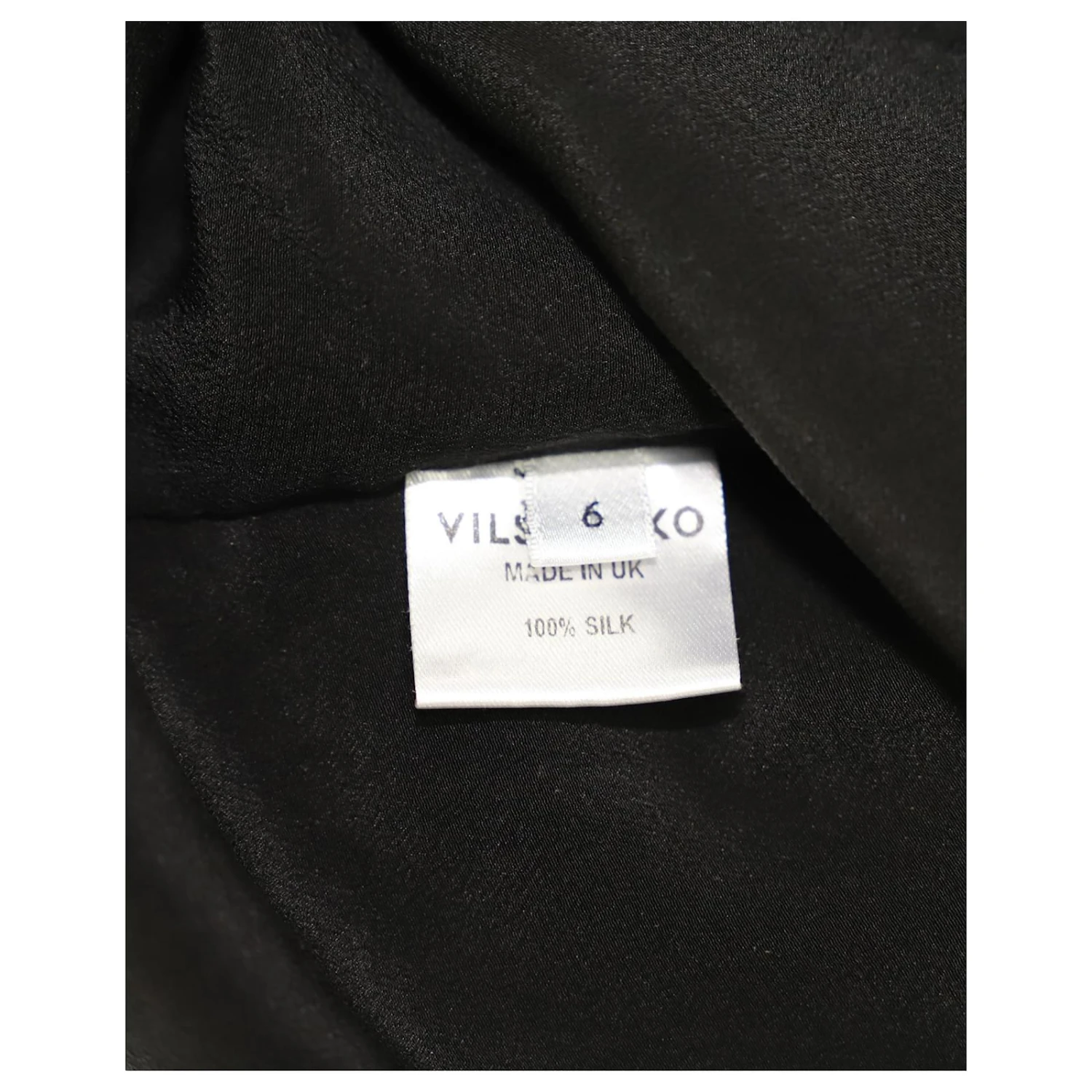 Vilshenko Robe Florale à Manches Longues En Soie Noire – Image 3