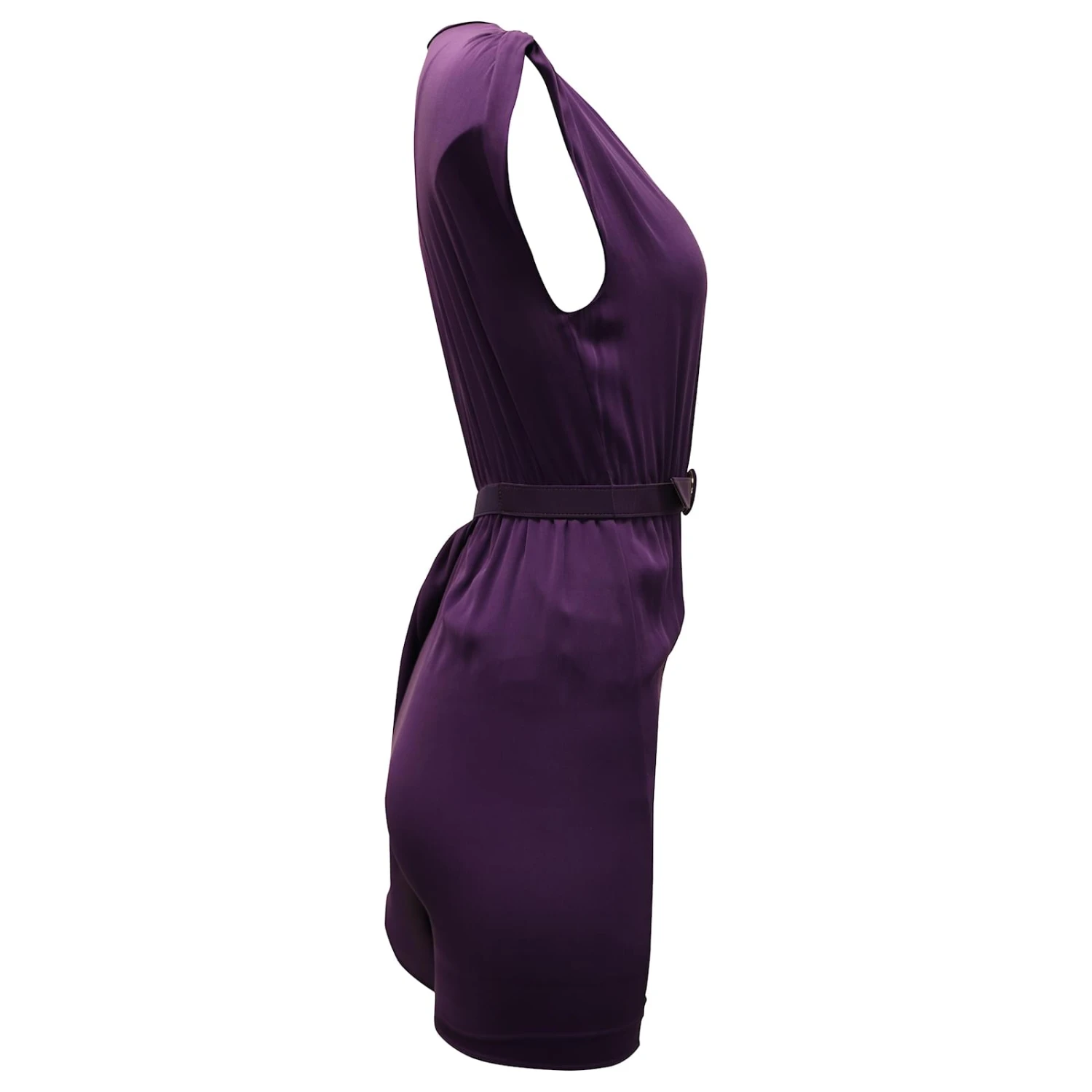 Alice + Olivia Robe Ourlet Asymétrique Avec Ceinture En Soie Violette – Image 3