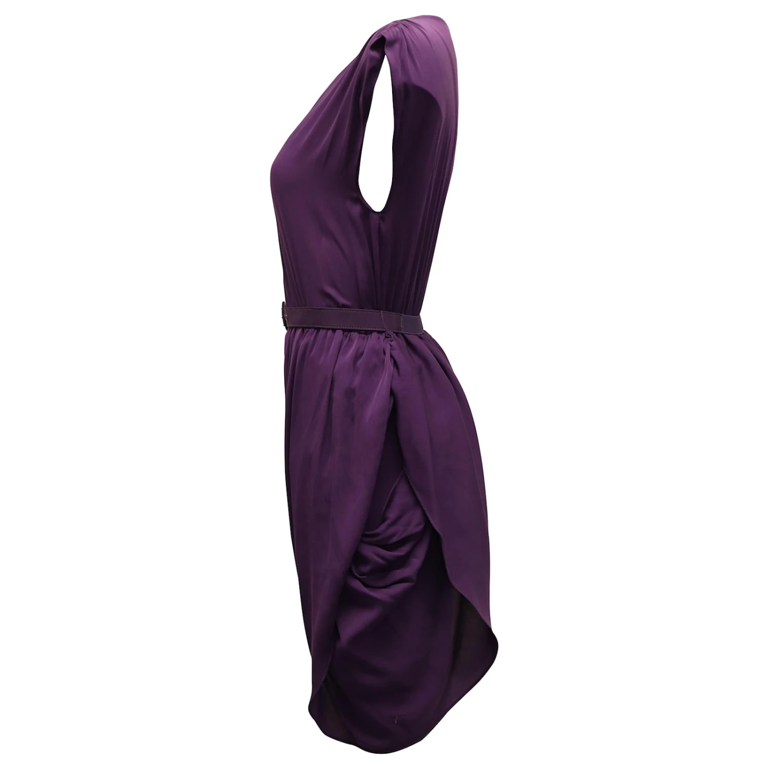 Alice + Olivia Robe Ourlet Asymétrique Avec Ceinture En Soie Violette – Image 4