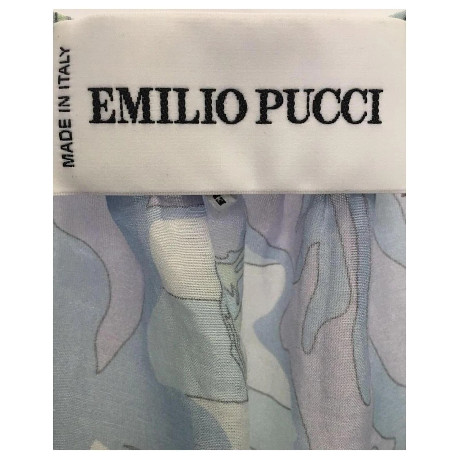 Robe D'été Emilio Pucci En Soie Imprimé Iris Bleu & Vert Avec Poches – Image 3