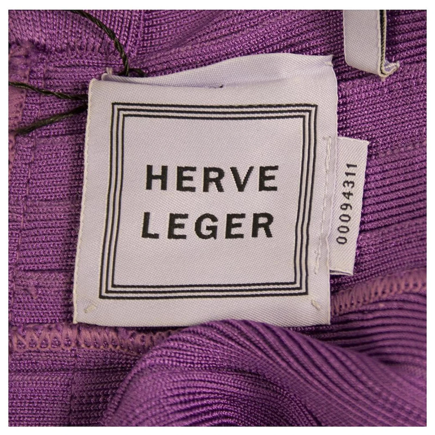 Herve Leger Purple Bandage Bodycon Sans Manches Mini Longueur Robe Taille M Violet – Image 3