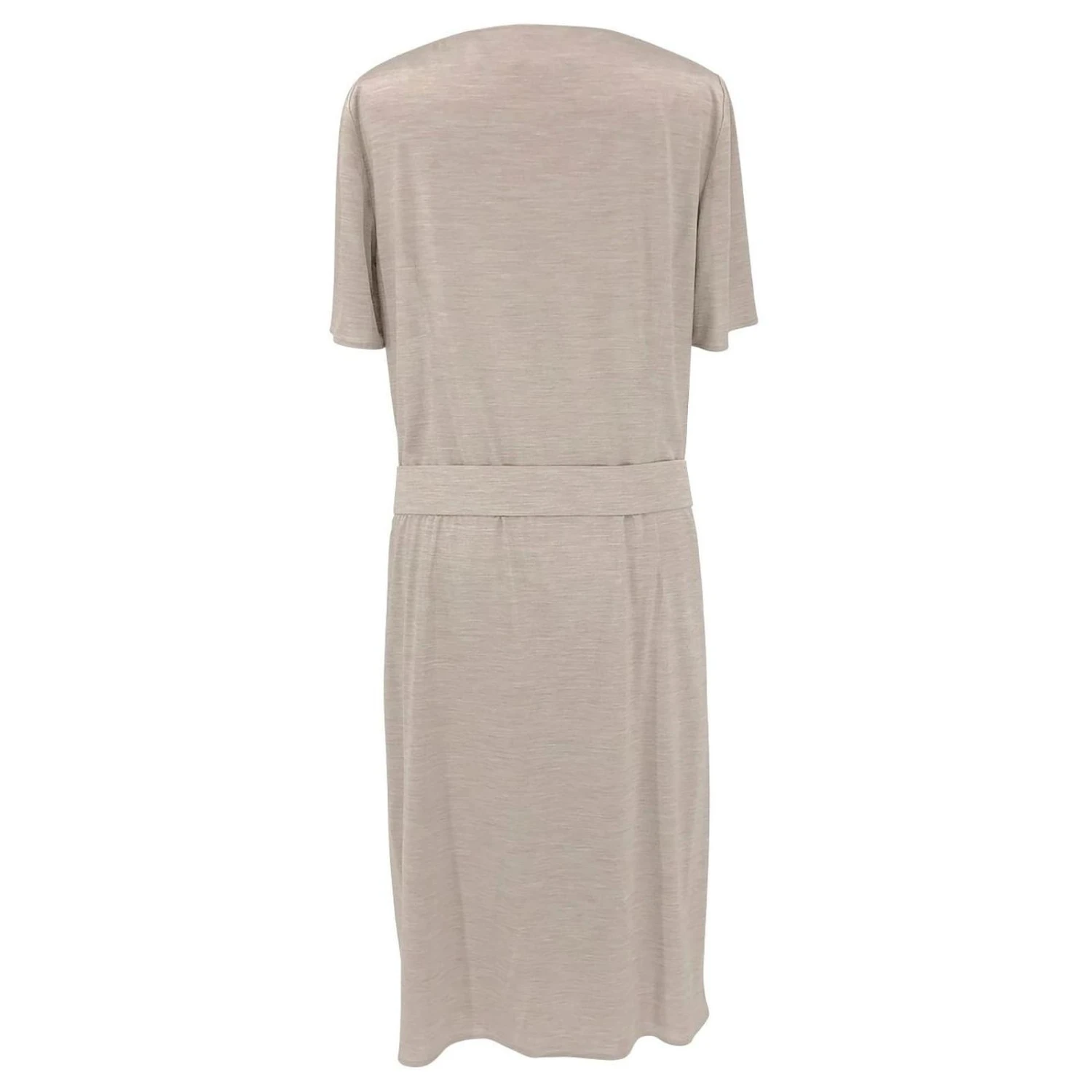 Robe De Jour Akris En Soie Tissée Beige Avec Slip Et Ceinture Blanc Écru – Image 2