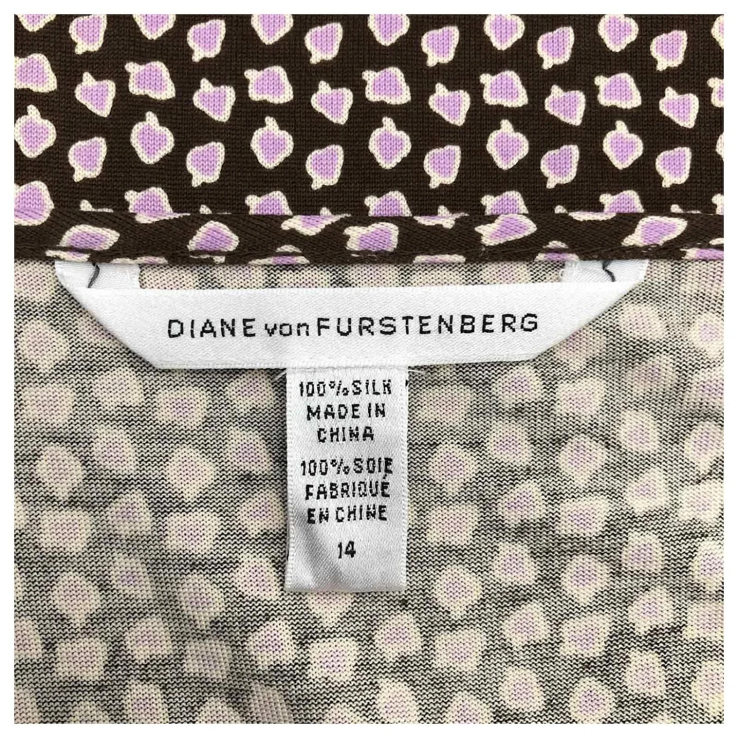 Diane Von Furstenberg Robe Portefeuille DVF à Mancherons En Jersey De Soie Marron à Motif Lilas – Image 4