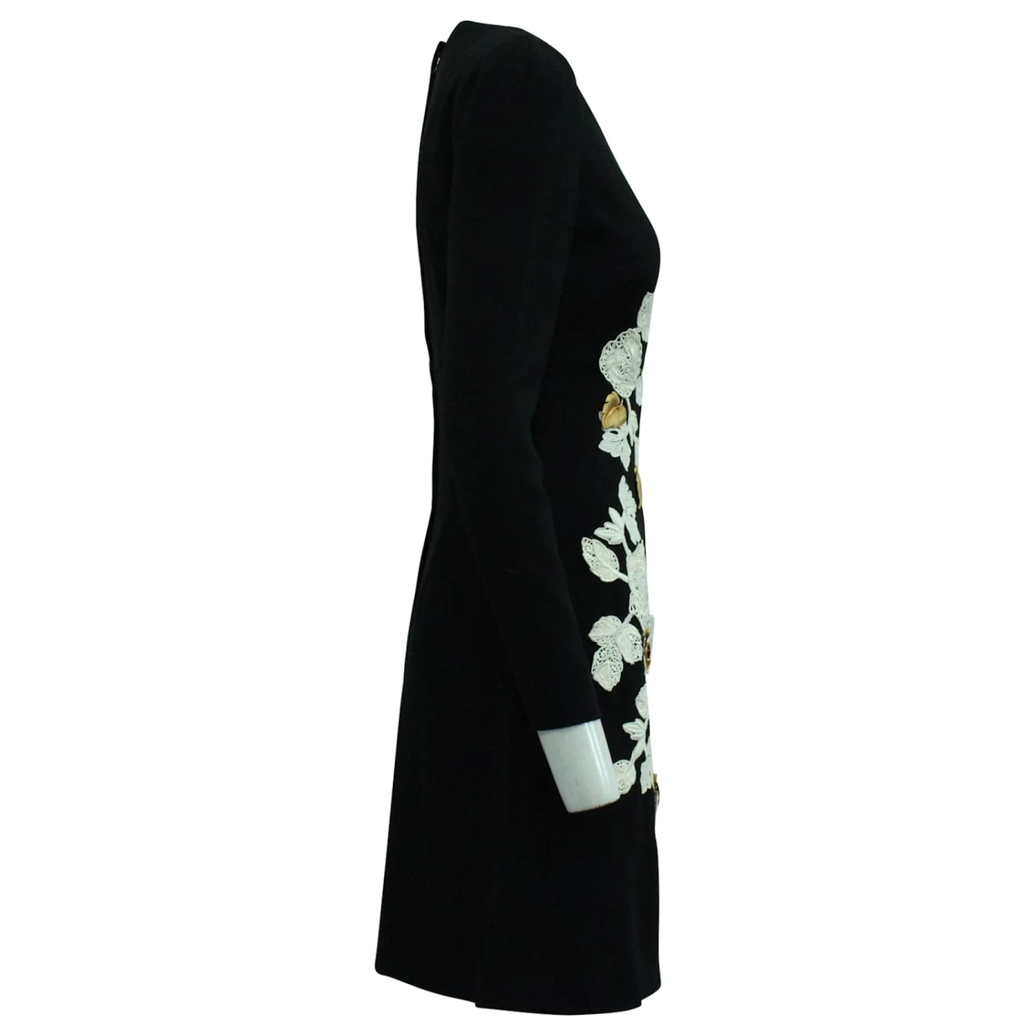 Dolce & Gabbana Robe Brodée Feuilles En Viscose Noire – Image 2