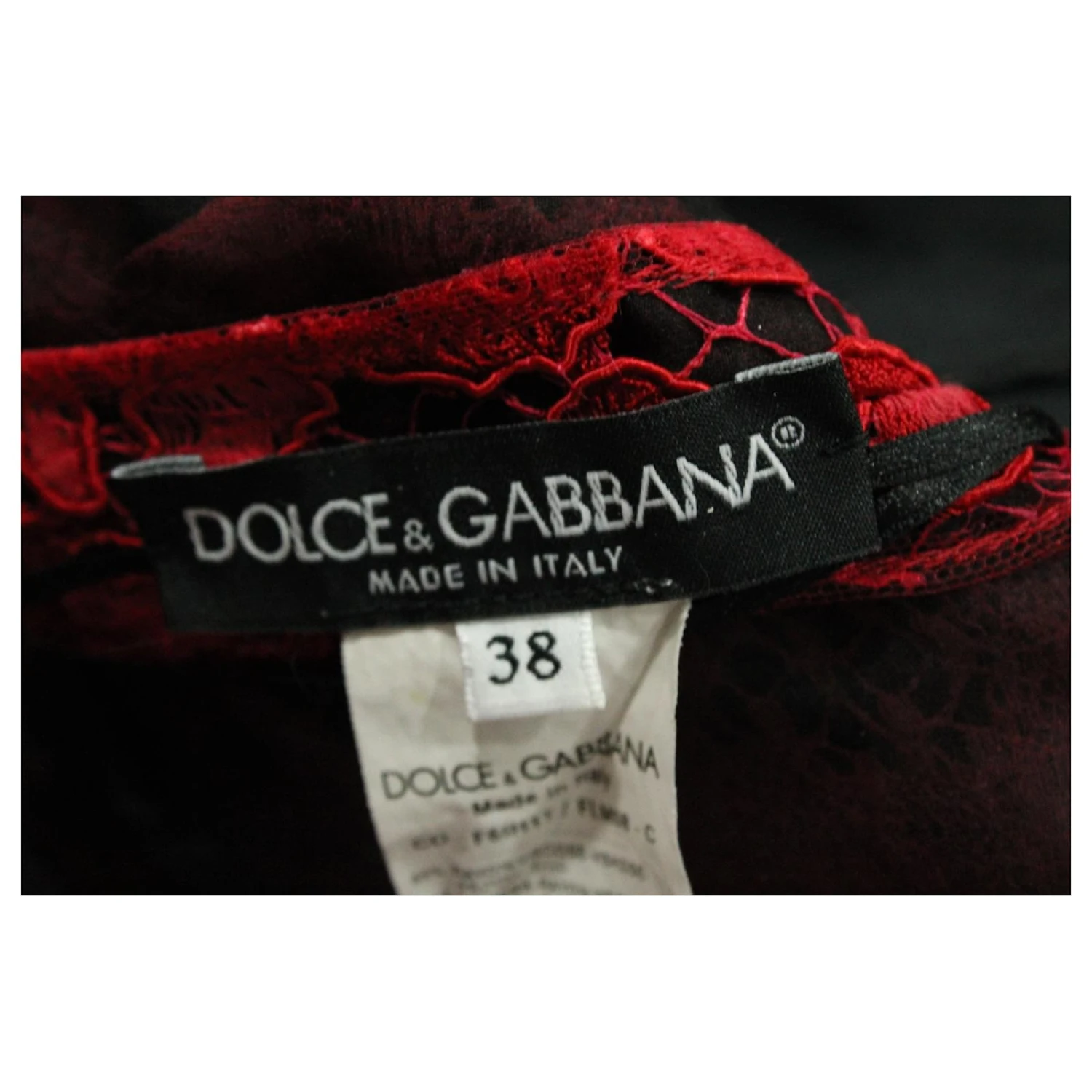 Dolce & Gabbana Dolce And Gabbana Robe Mi-longue En Dentelle En Rayonne Rouge – Image 4