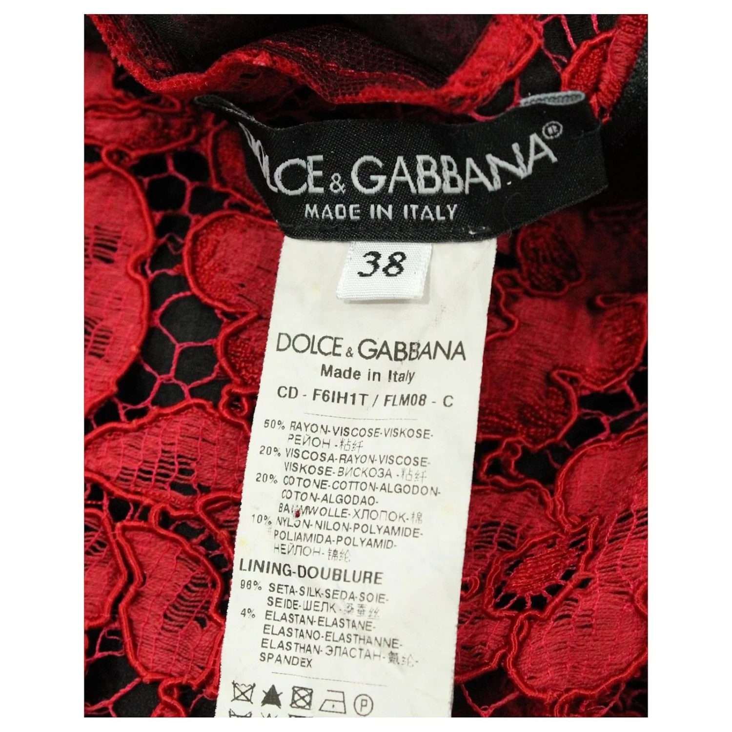 Dolce & Gabbana Dolce And Gabbana Robe Mi-longue En Dentelle En Rayonne Rouge – Image 5