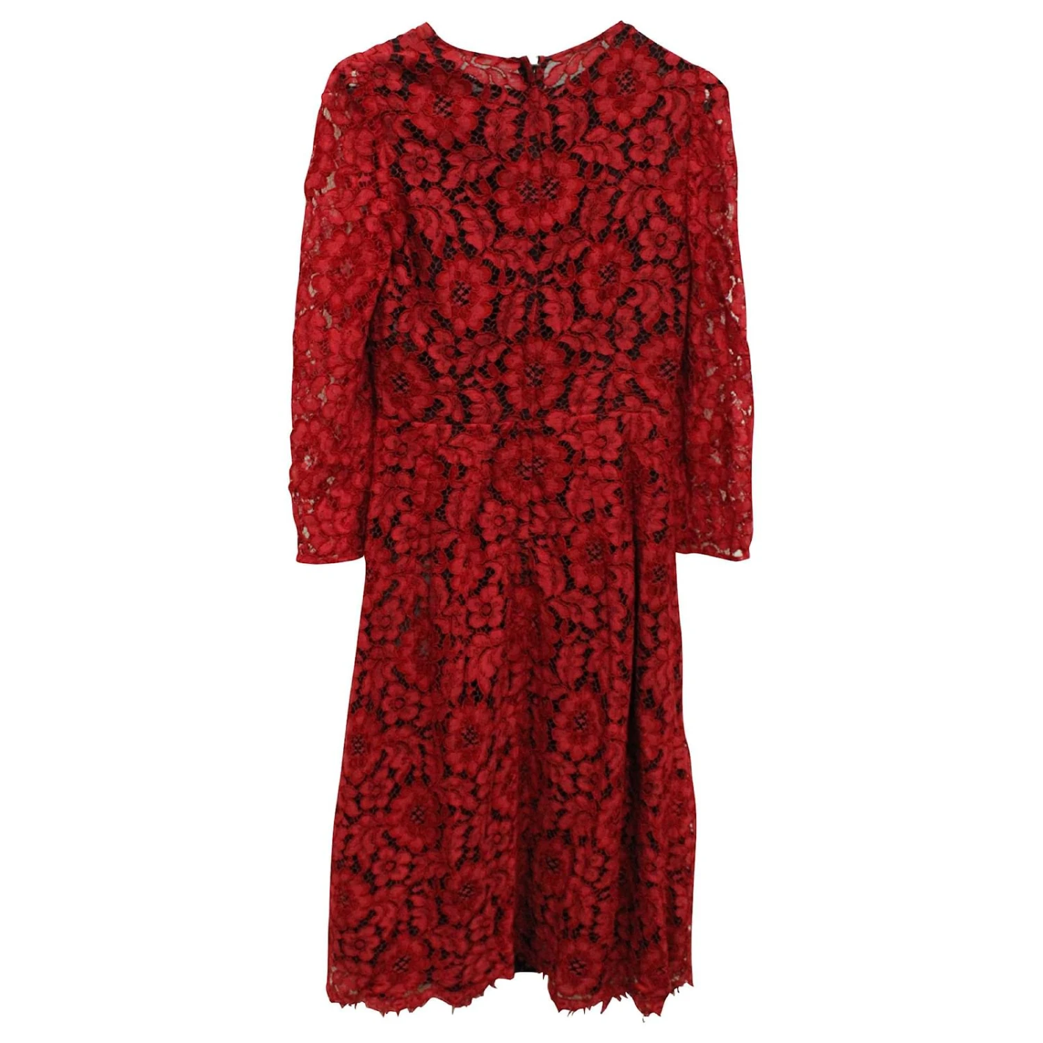 Dolce & Gabbana Dolce And Gabbana Robe Mi-longue En Dentelle En Rayonne Rouge – Image 6
