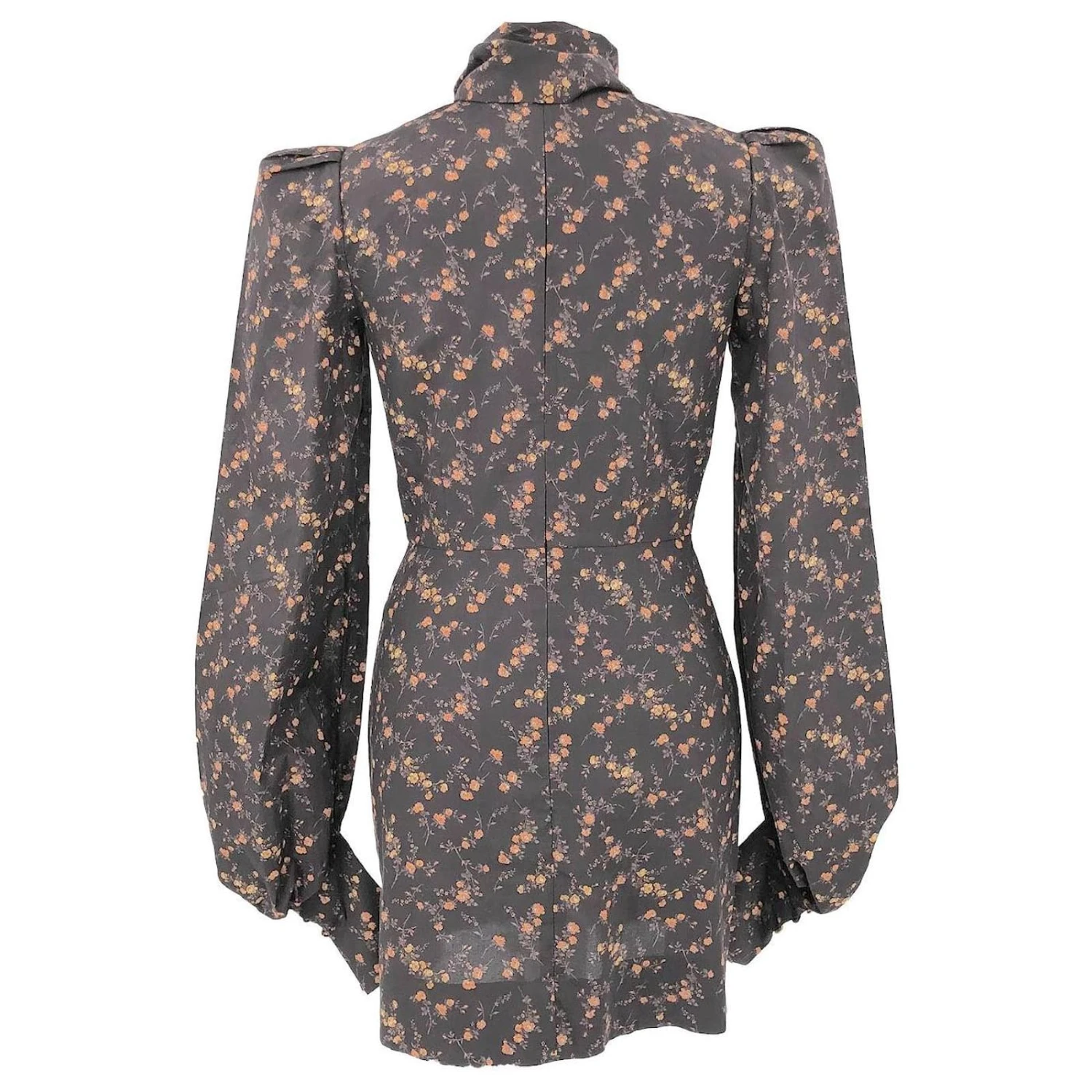 Mini Robe The Vampire's Wife Pussy Bow En Imprimé Fleuri Sur Coton Marron Noir – Image 2