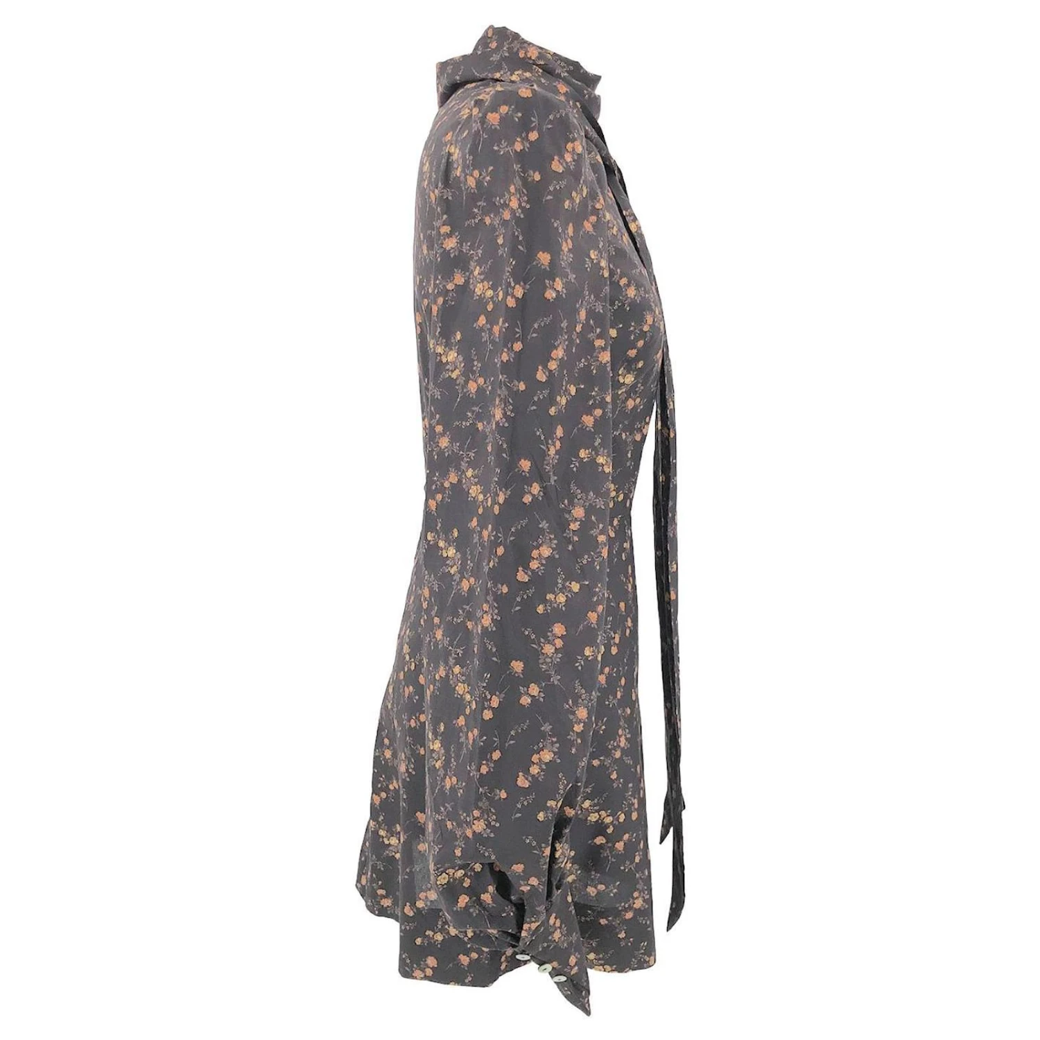 Mini Robe The Vampire's Wife Pussy Bow En Imprimé Fleuri Sur Coton Marron Noir – Image 3