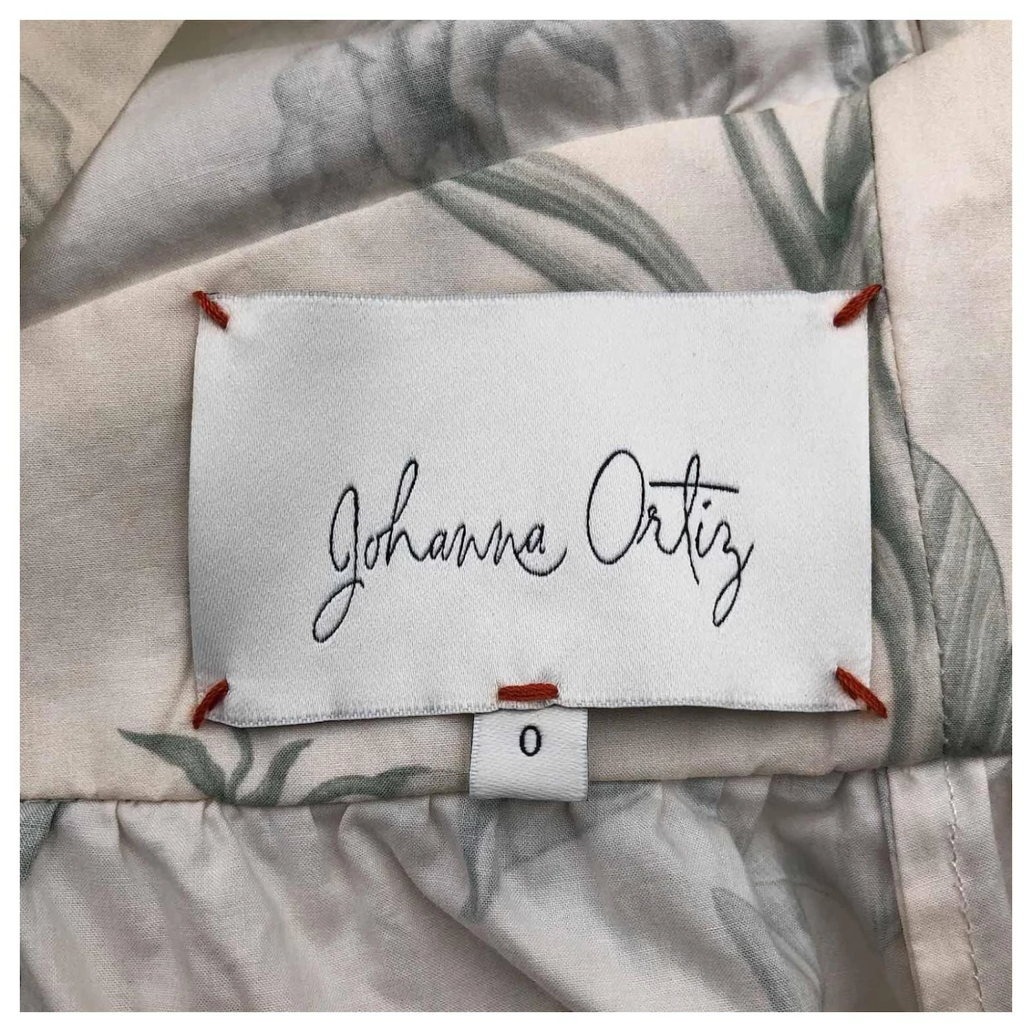 Autre Marque Robe Johanna Ortiz En Imprimé Iris Vert Sur Coton Crème Blanc Écru – Image 4