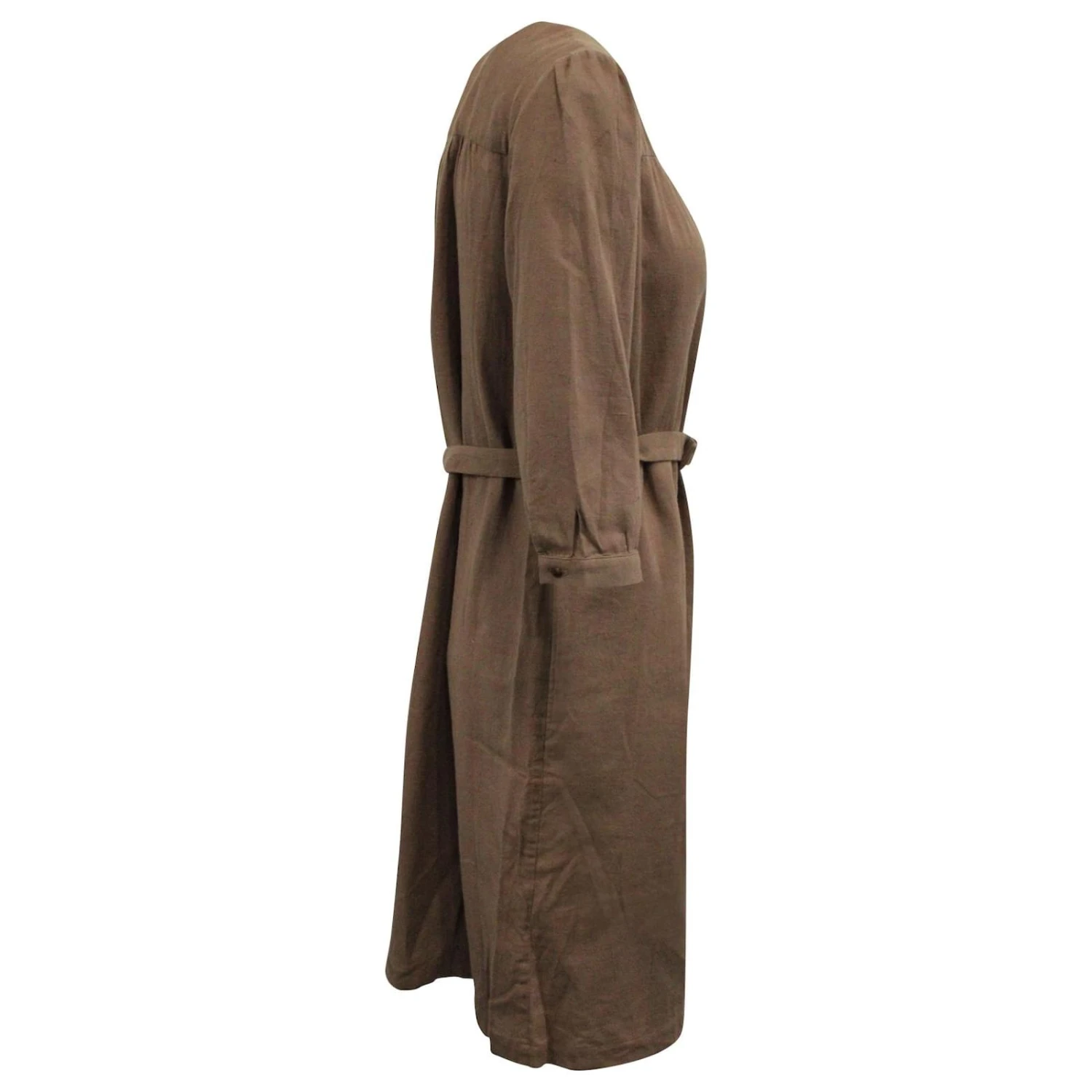 Apc A.P.C. Ceinturée 3/4 Robe à Manches En Coton Marron – Image 8