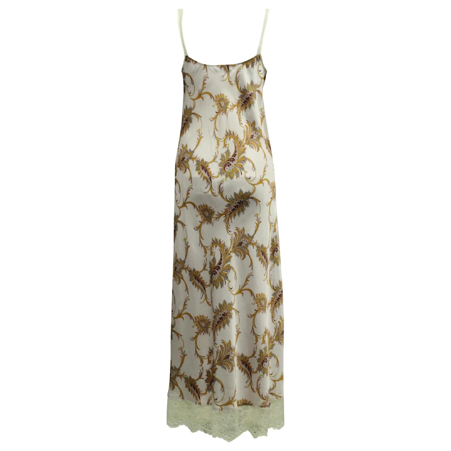 Paco Rabanne Robe Nuisette En Satin à Imprimé Floral Et Bordure En Dentelle En Polyester Violet Pastel – Image 3