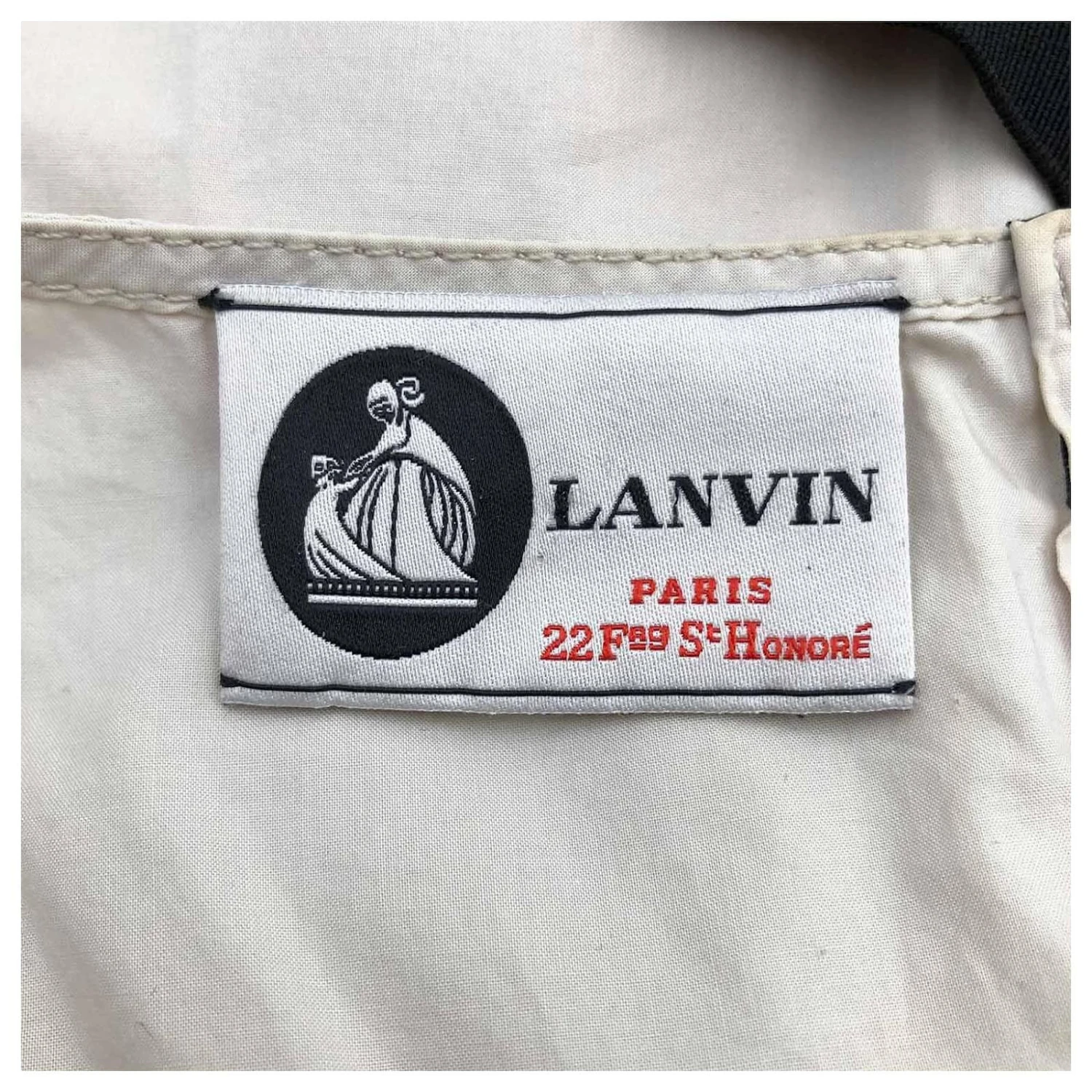 Robe Lanvin En Coton Beige Avec Ceinture Noire Blanc Écru – Image 4