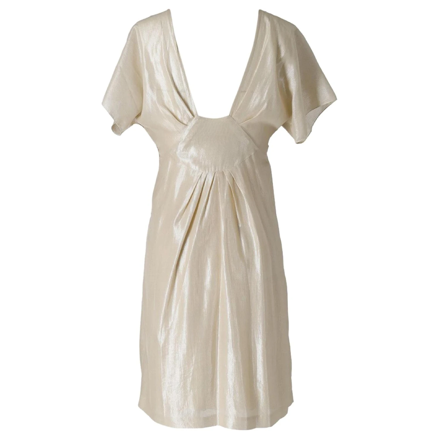 Alberta Ferretti Robe Perlée à Manches Courtes En Soie Dorée – Image 3