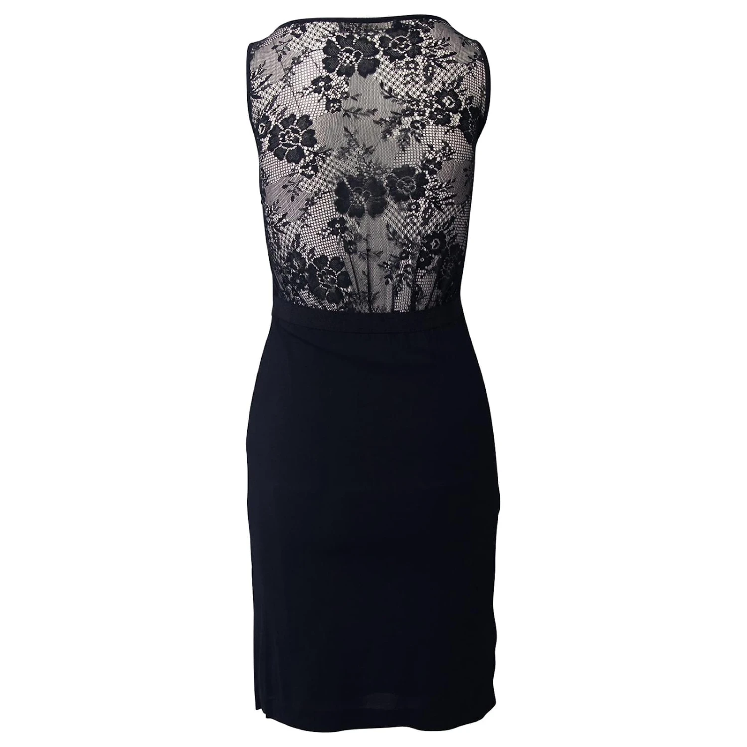 Love Moschino - Robe Courte Sans Manches En Dentelle Au Dos En Viscose Noire – Image 3