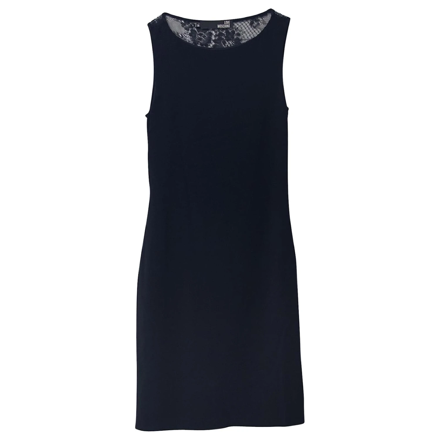 Love Moschino - Robe Courte Sans Manches En Dentelle Au Dos En Viscose Noire – Image 4