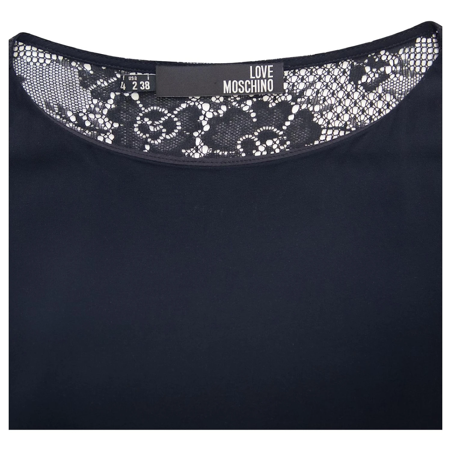 Love Moschino - Robe Courte Sans Manches En Dentelle Au Dos En Viscose Noire – Image 7