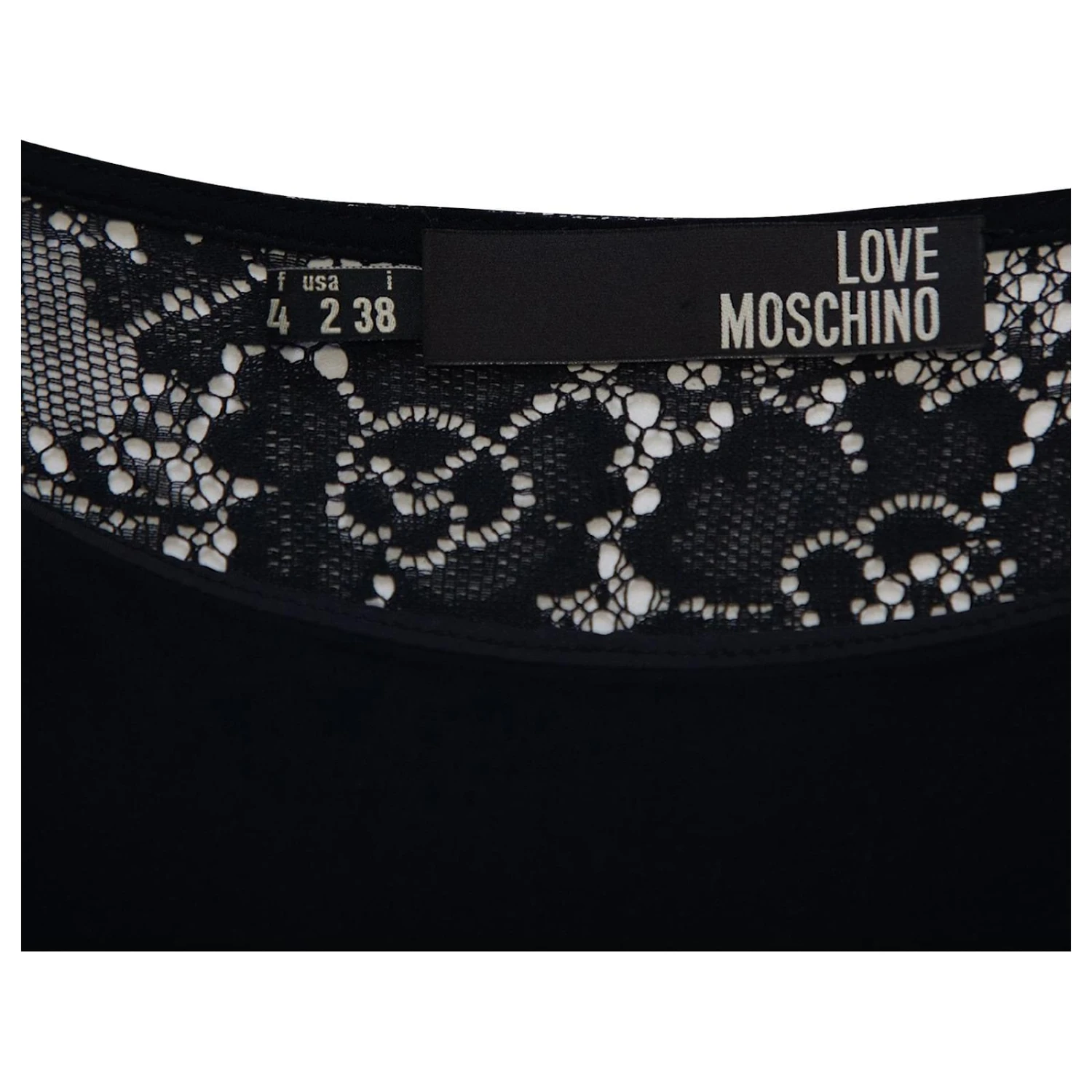 Love Moschino - Robe Courte Sans Manches En Dentelle Au Dos En Viscose Noire – Image 8