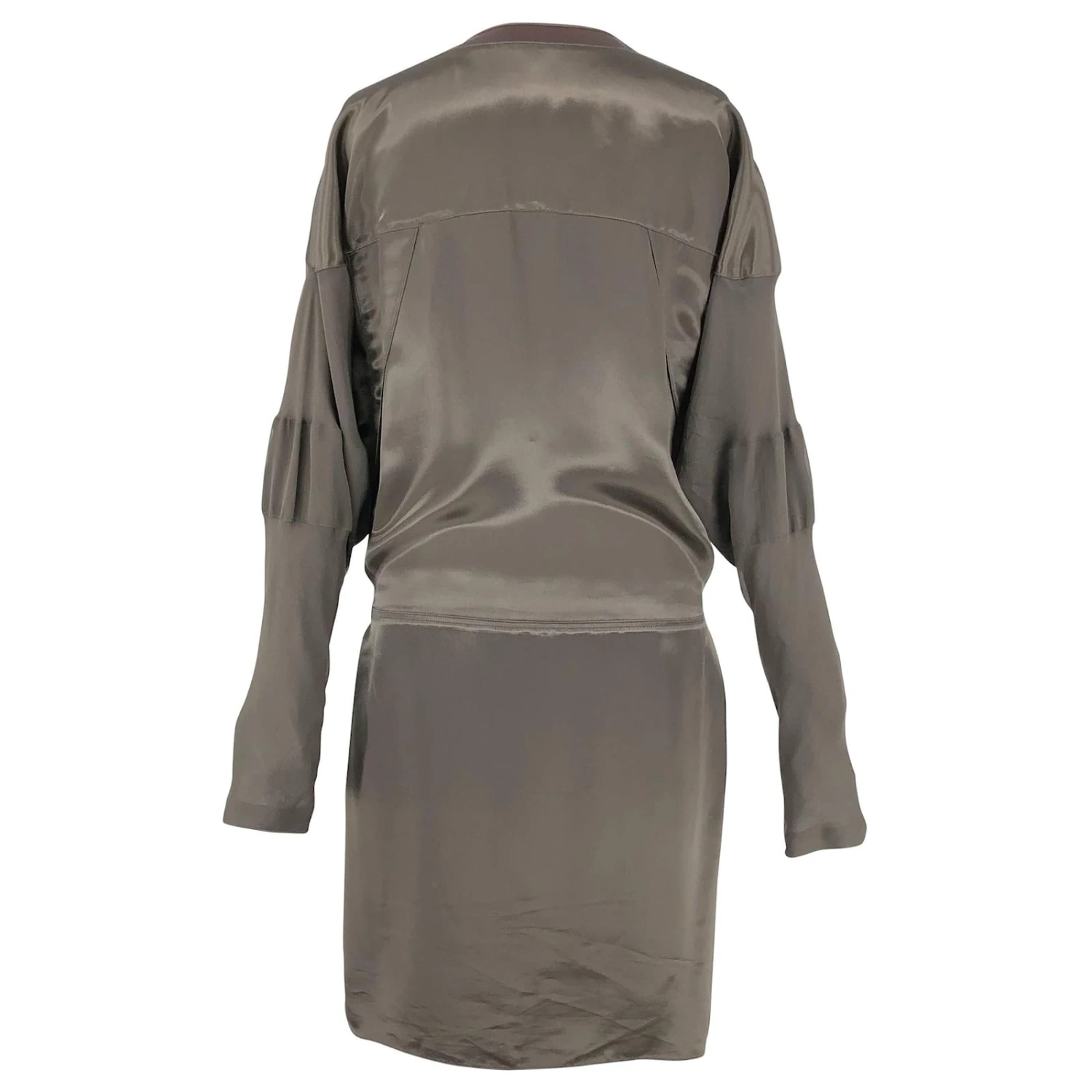 Robe Tunique Reed Krakoff En Soie Et Satin Bronze Avec Ceinture En Cuir Métallisé – Image 2