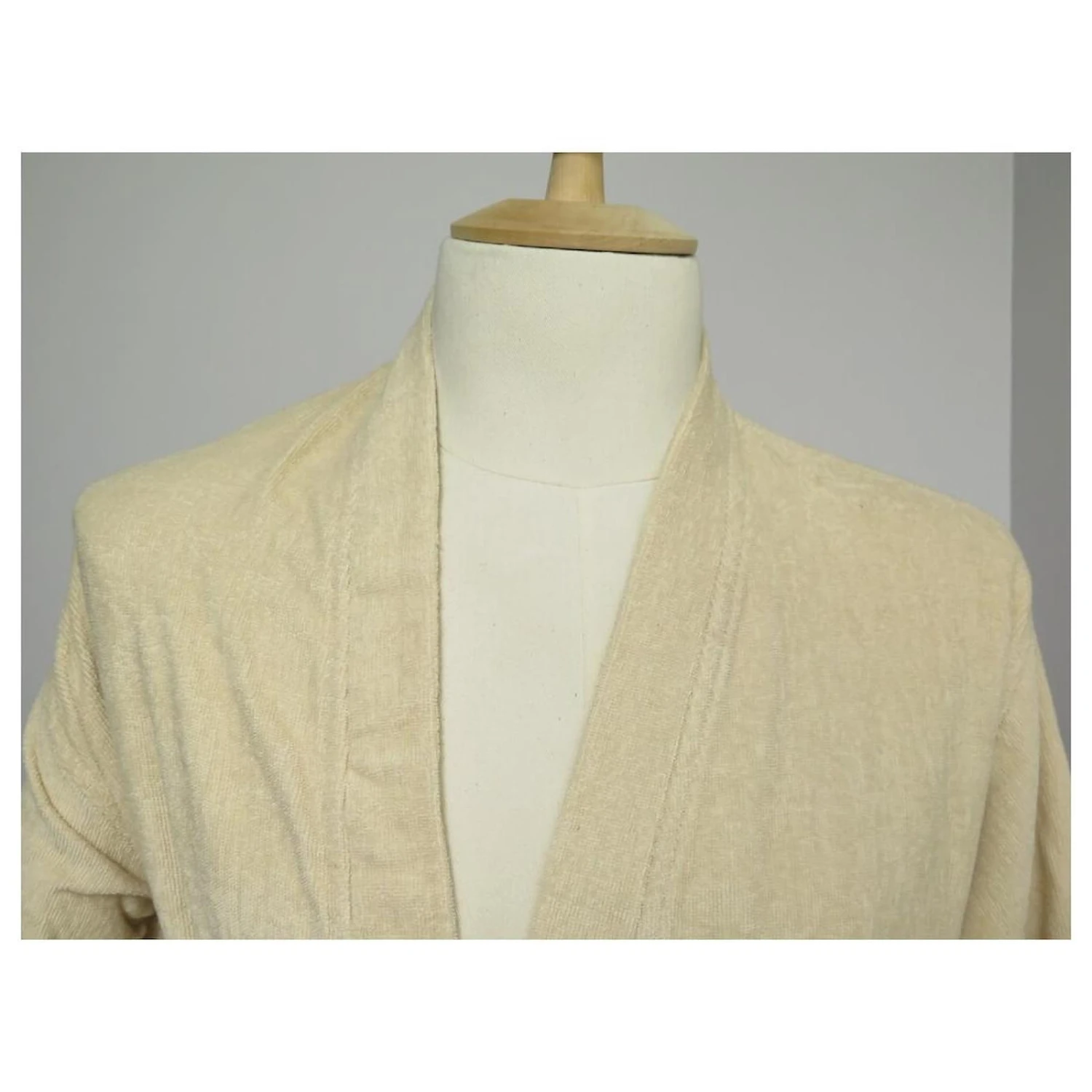 Hermès NEUF PEIGNOIR HERMES 101059M 34 XS EN COTON & SOIE CREME HOMEWEAR BATH ROBE Écru – Image 2