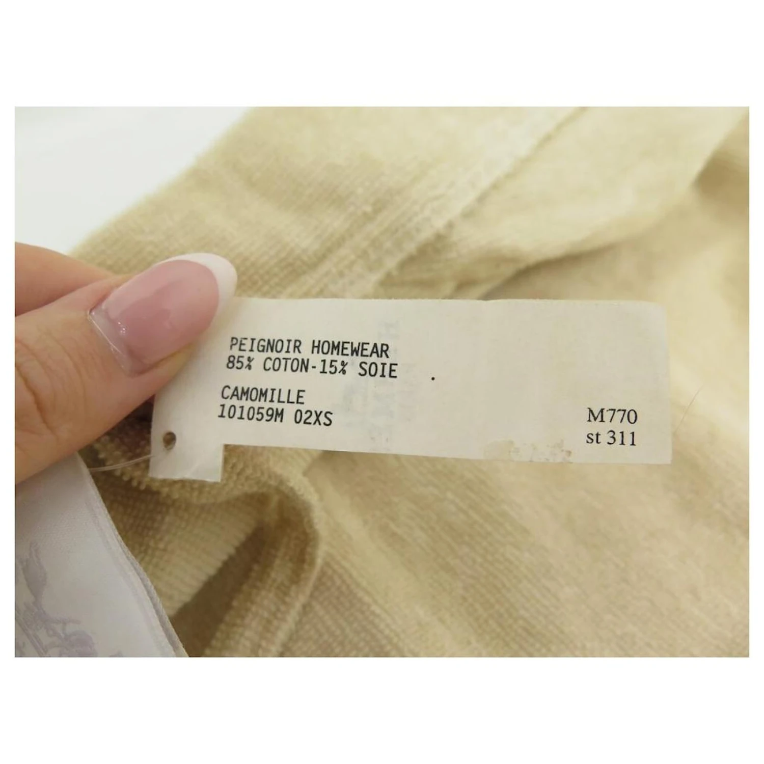 Hermès NEUF PEIGNOIR HERMES 101059M 34 XS EN COTON & SOIE CREME HOMEWEAR BATH ROBE Écru – Image 4