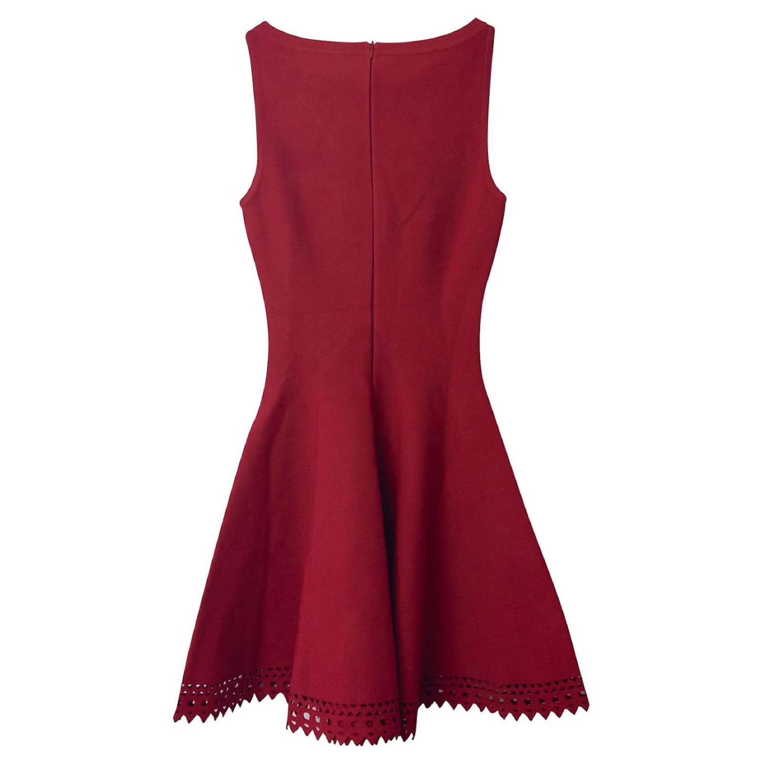 ALAIA Robe Ajustée Et Évasée Alaïa Avec Ourlet Découpé Au Laser En Viscose Rouge – Image 5