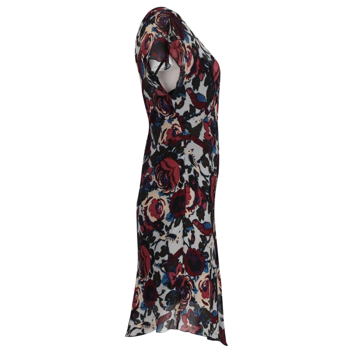 Anna Sui Robe Asymétrique à Imprimé Floral En Soie Multicolore – Image 3