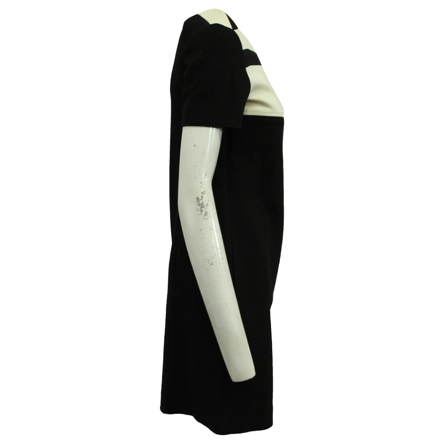 Emilio Pucci Robe Colour Block Manches Courtes En Laine Noire Et Crème Multicolore – Image 2