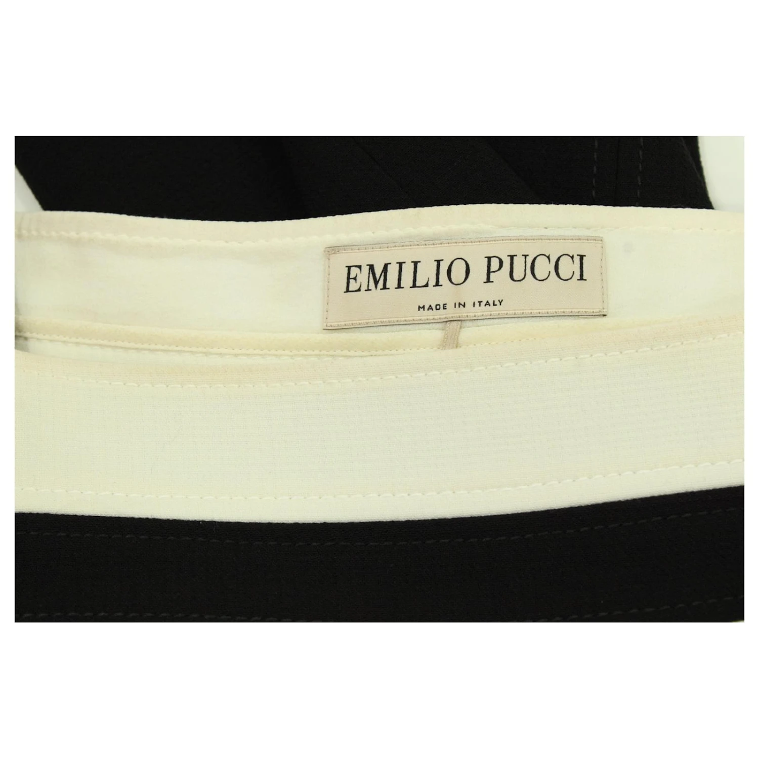 Emilio Pucci Robe Colour Block Manches Courtes En Laine Noire Et Crème Multicolore – Image 4
