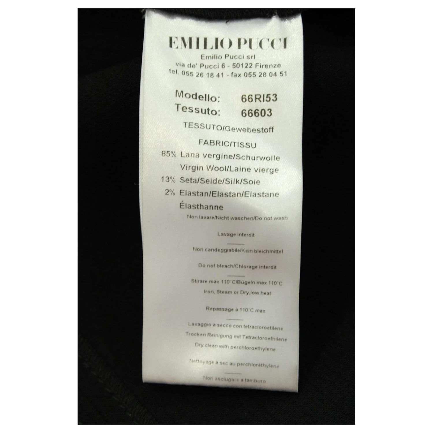 Emilio Pucci Robe Colour Block Manches Courtes En Laine Noire Et Crème Multicolore – Image 5