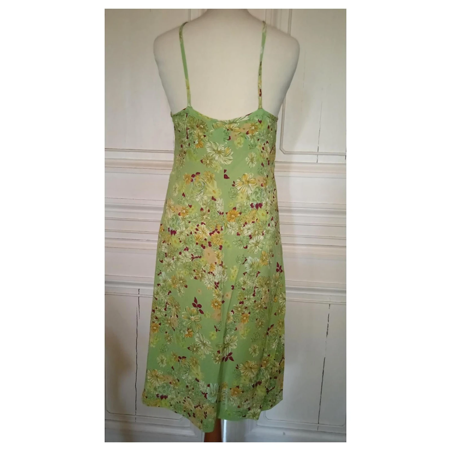 CHRISTIAN LACROIX ROBE DRESS CREPE PISTACHE LIENS CROISES COU SOIREE T40 /42 Vert Clair – Image 3