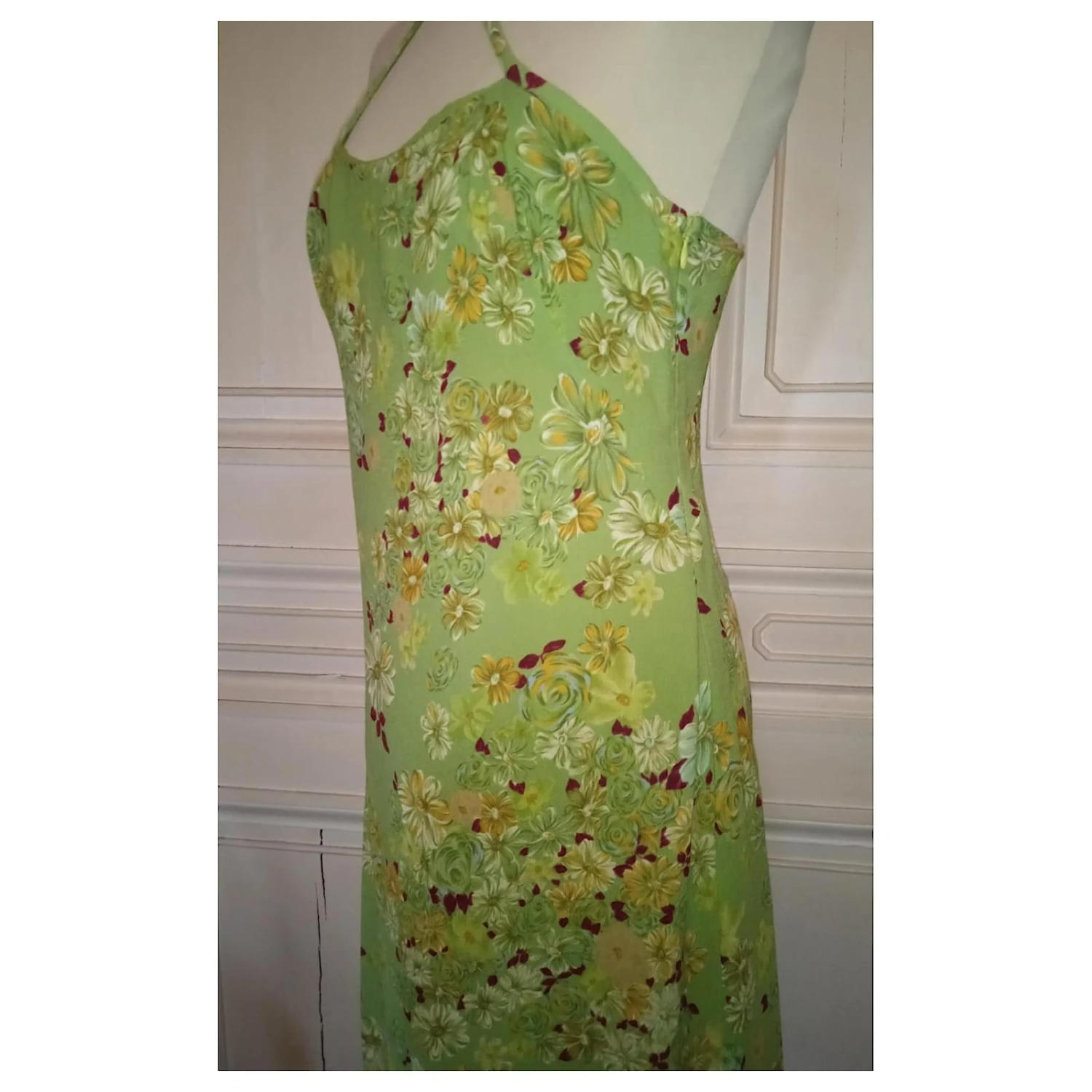 CHRISTIAN LACROIX ROBE DRESS CREPE PISTACHE LIENS CROISES COU SOIREE T40 /42 Vert Clair – Image 5