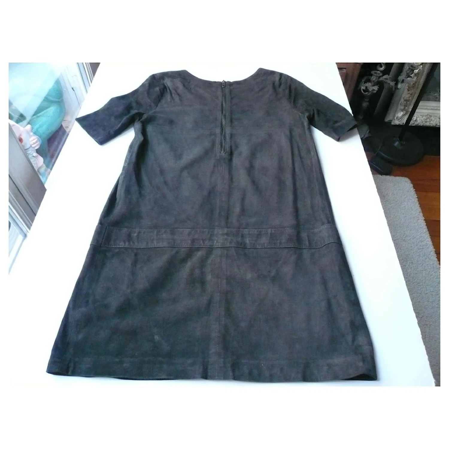 Ba&Sh BASH – ROBE DAIM COULEUR CARBONNE T1 Noir – Image 4