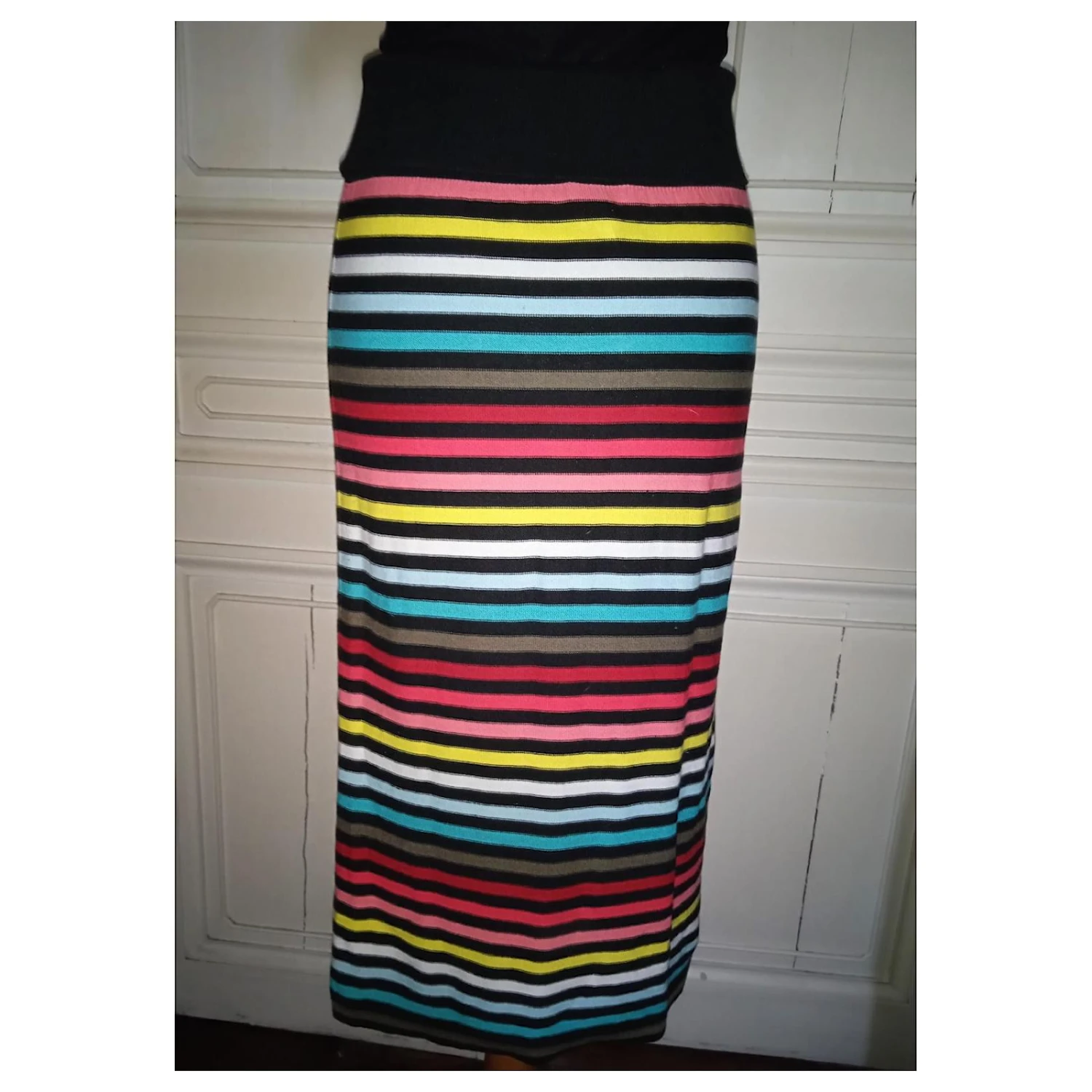 SONIA RYKIEL DRESS ROBE BUSTIER JUPE 2 EN 1 BAYADERE T 36/38 Multicolore – Image 6