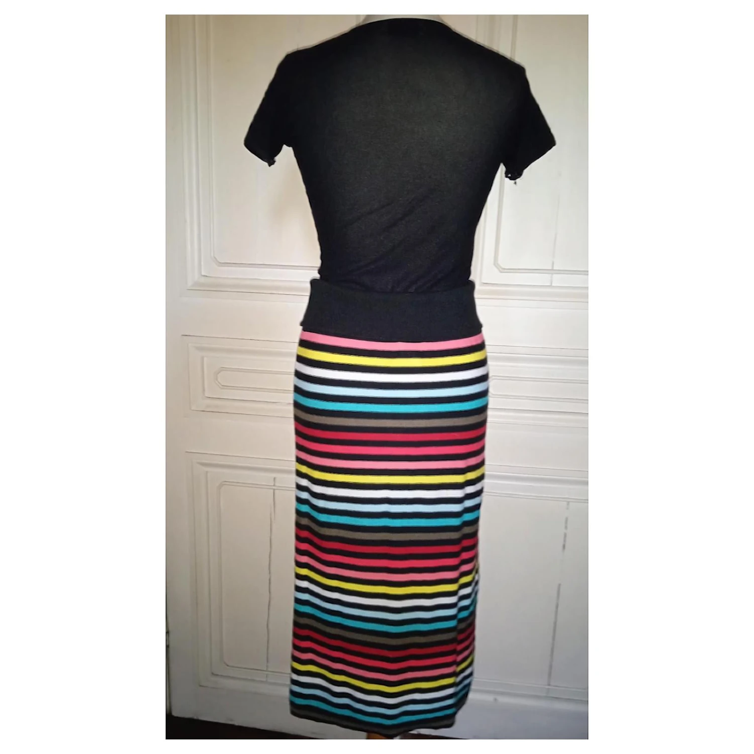 SONIA RYKIEL DRESS ROBE BUSTIER JUPE 2 EN 1 BAYADERE T 36/38 Multicolore – Image 8