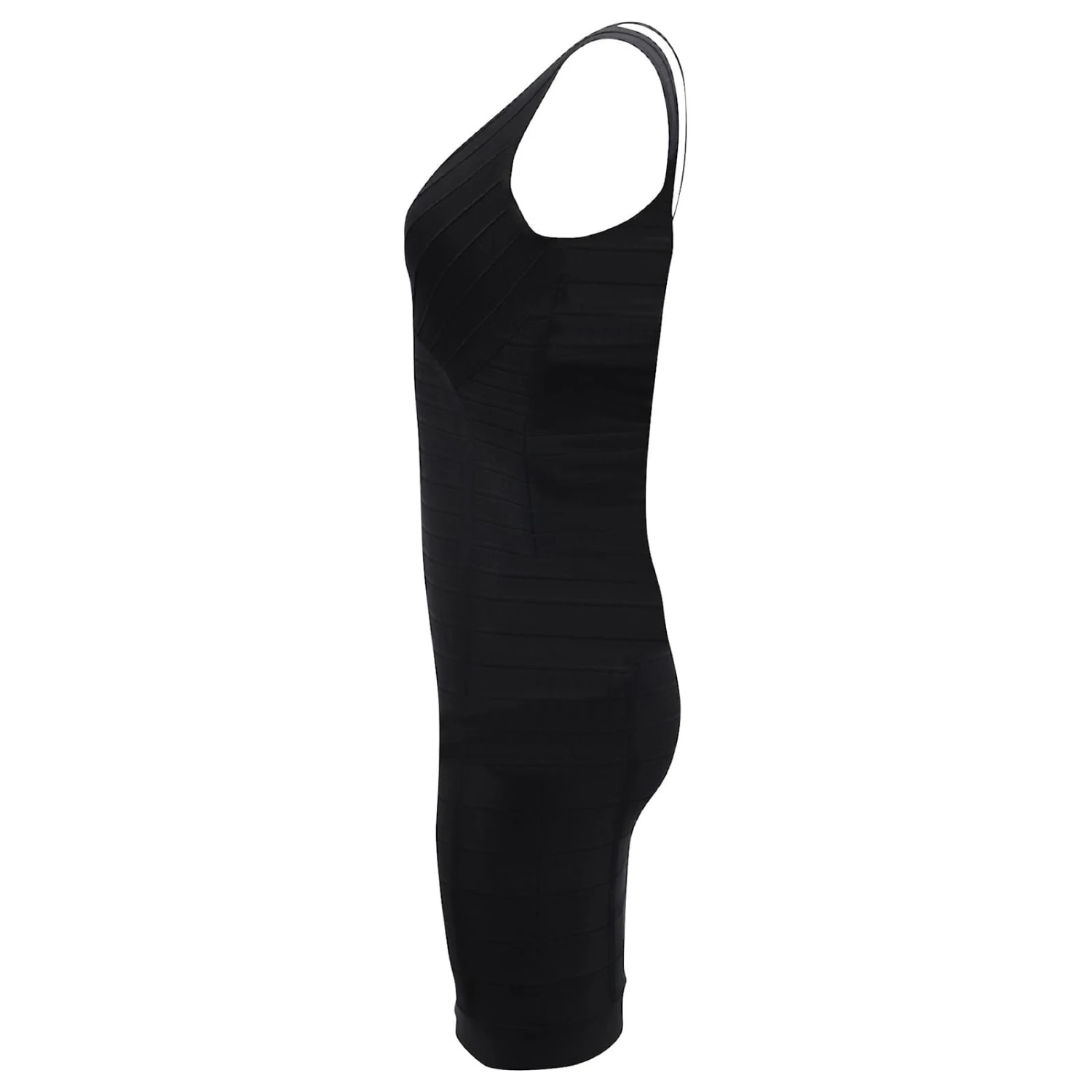 Herve Leger Mini-robe Bandage à Col En V En Cupro Noir – Image 2