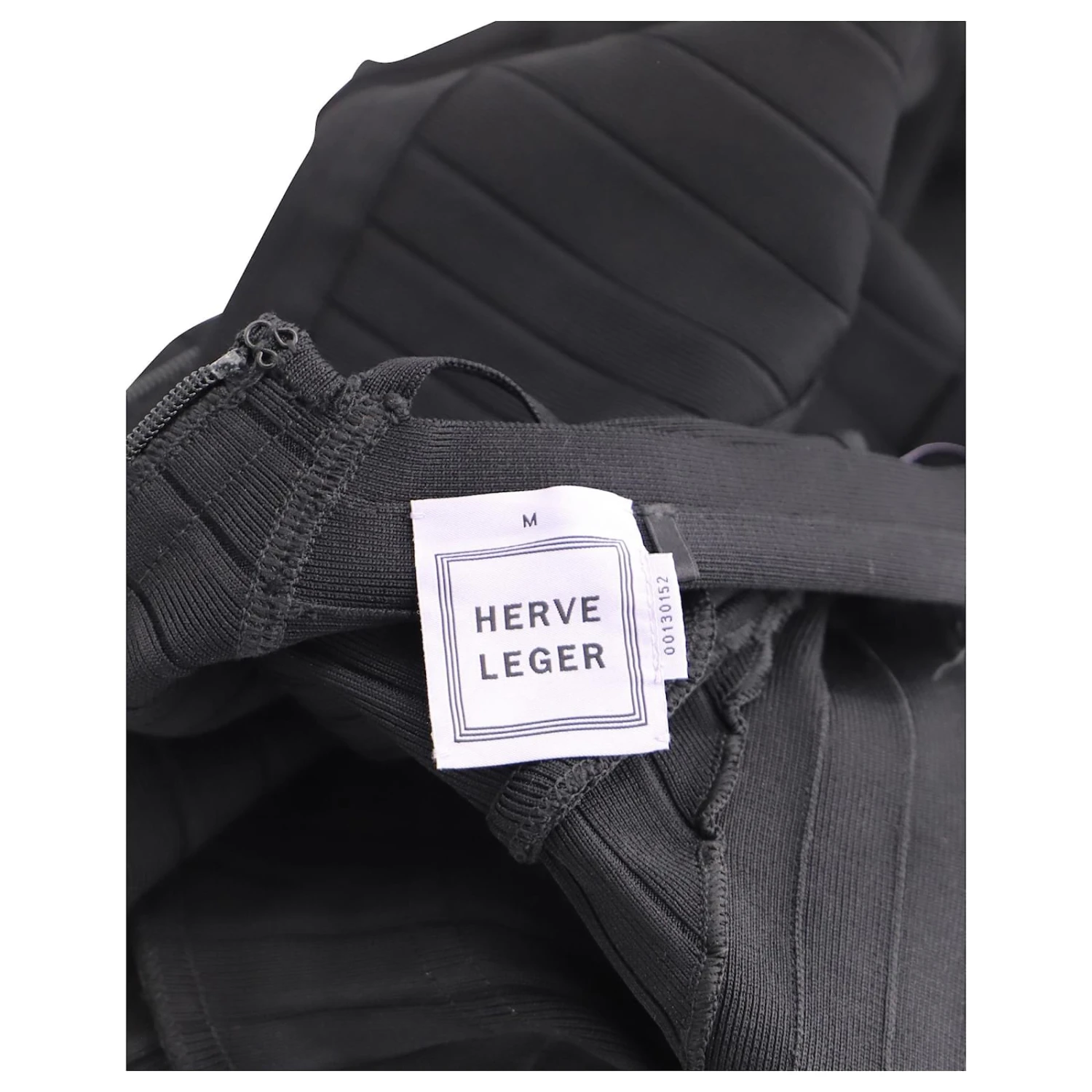 Herve Leger Mini-robe Bandage à Col En V En Cupro Noir – Image 4