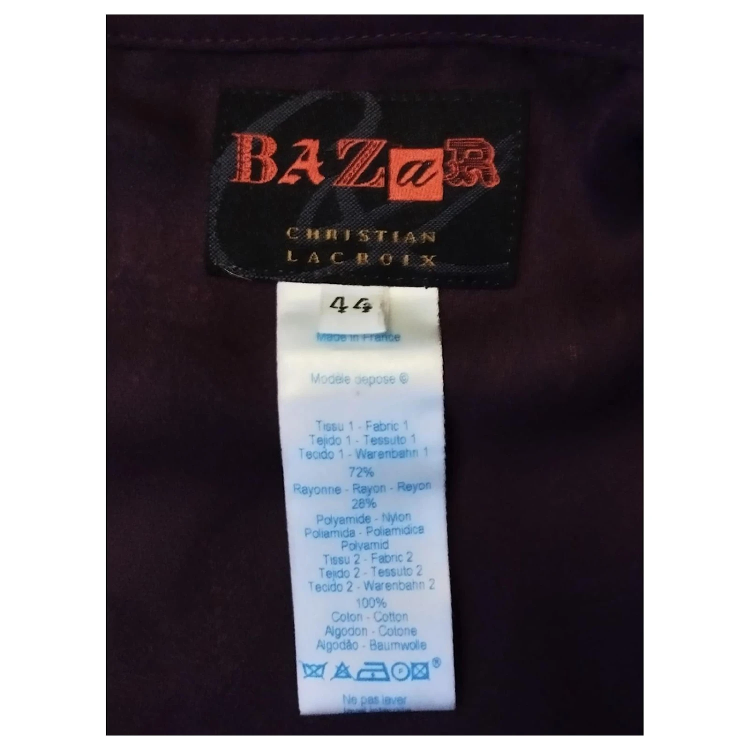 CHRISTIAN LACROIX ROBE COUTURE DRESS BROCHEE DOUBLE PORTé T 40/42 Violet Foncé – Image 4